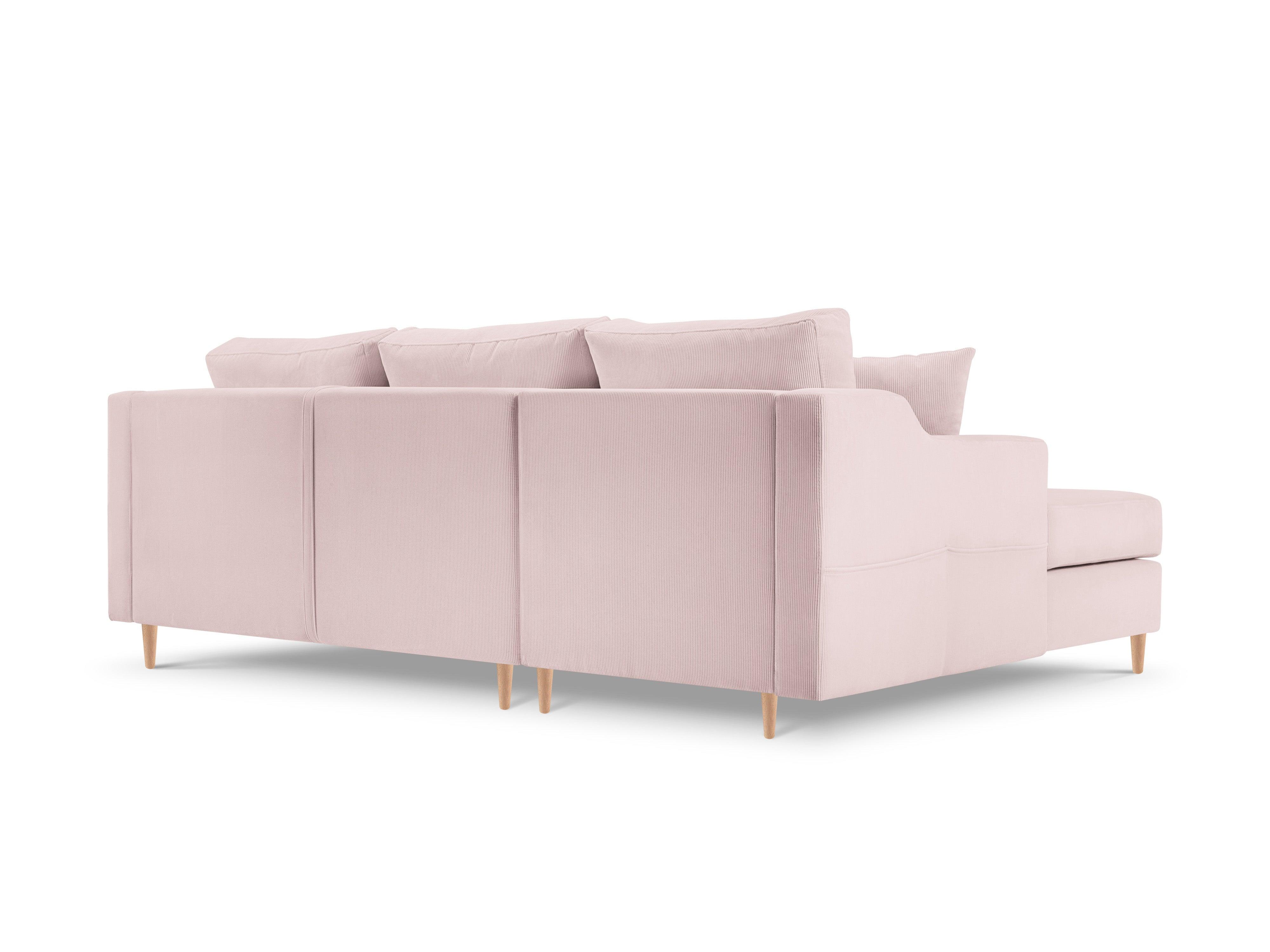 Narożnik lewostronny sztruksowy z funkcją spania ROSE różowy Mazzini Sofas Eye on Design