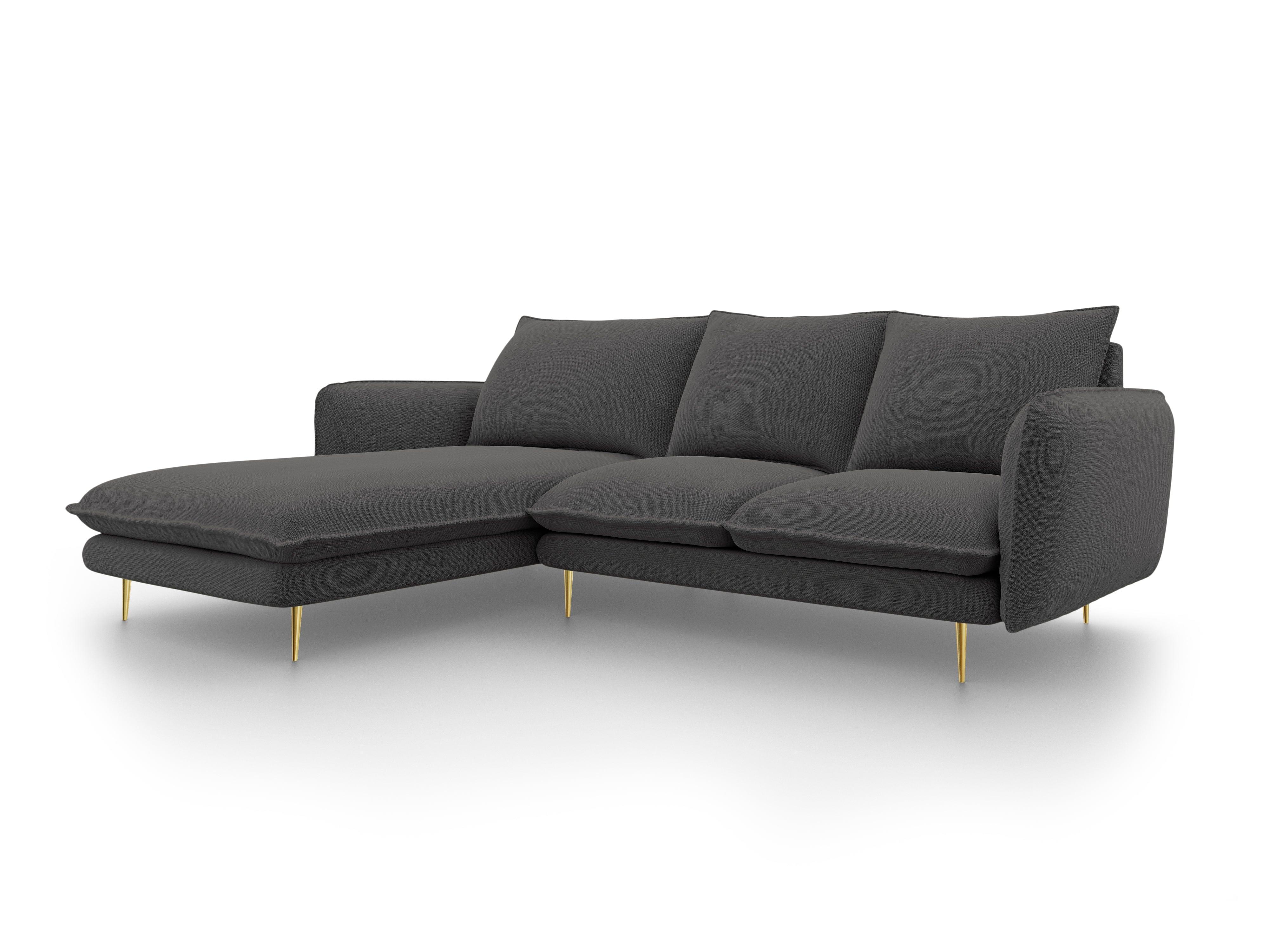 Narożnik lewostronny VIENNA ciemnoszary ze złotą podstawą Cosmopolitan Design Eye on Design