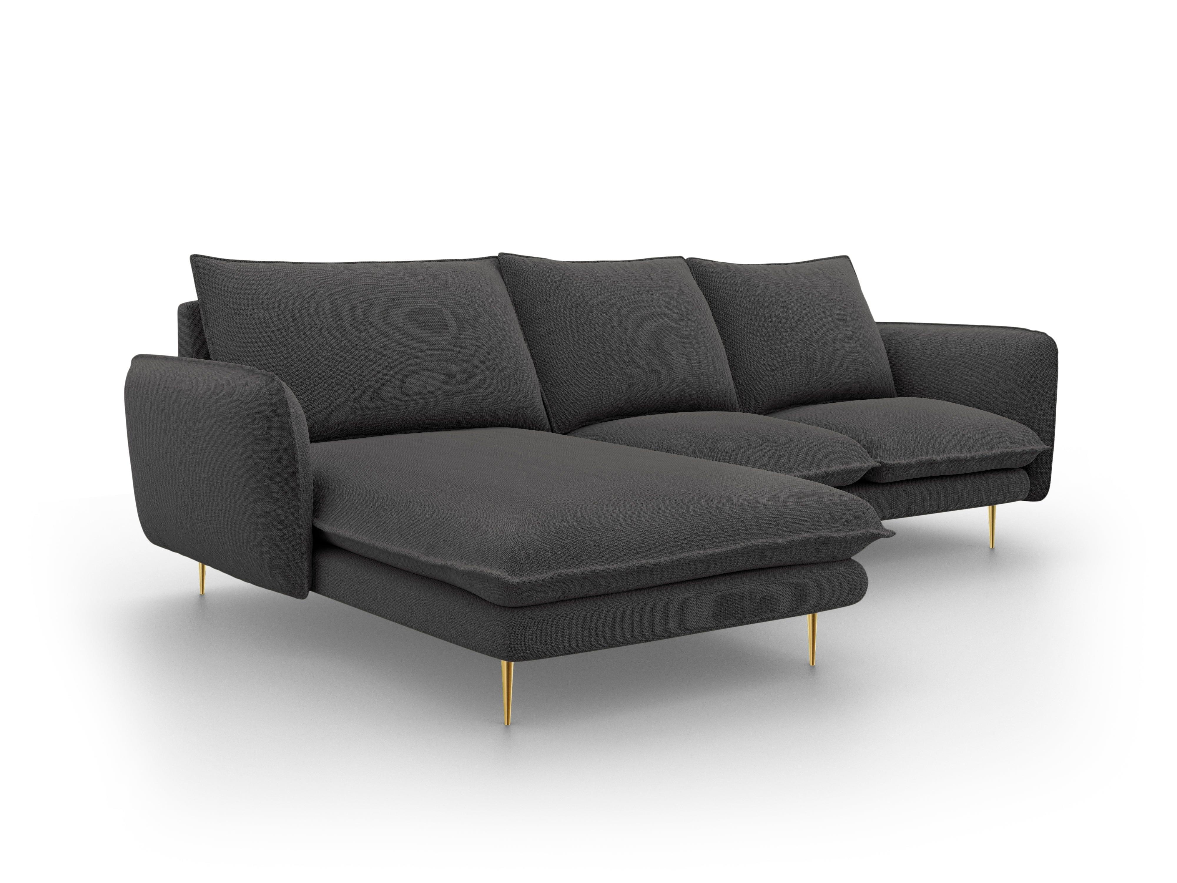 Narożnik lewostronny VIENNA ciemnoszary ze złotą podstawą Cosmopolitan Design Eye on Design