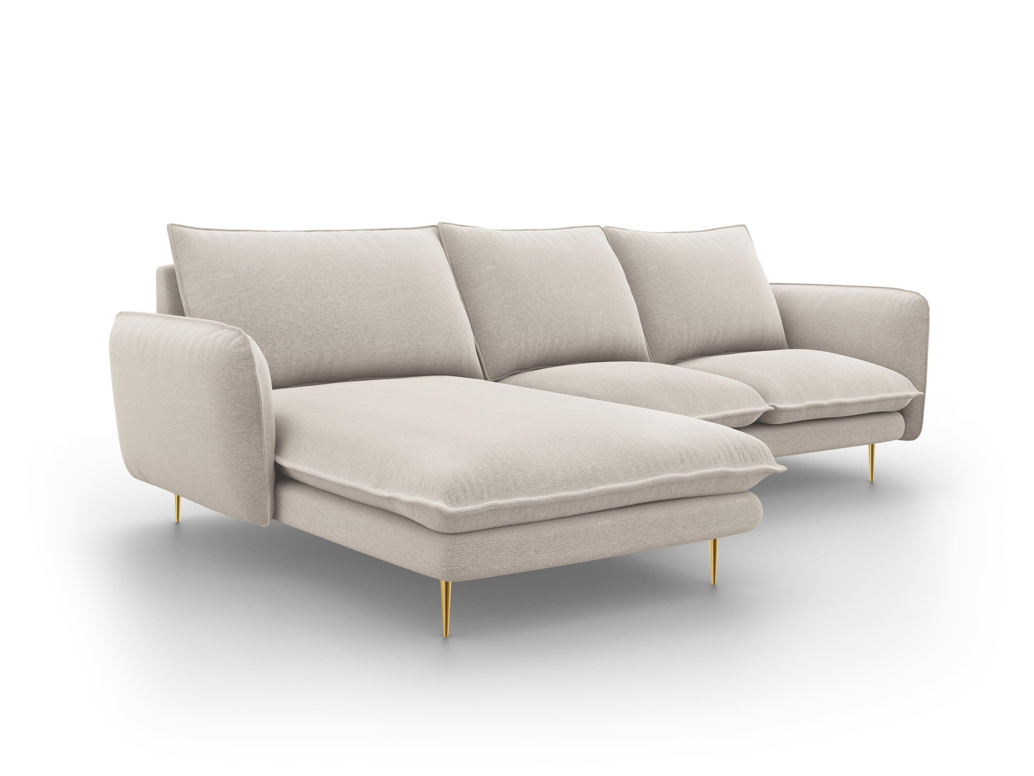 Narożnik lewostronny VIENNA piaskowy ze złotą podstawą Cosmopolitan Design Eye on Design