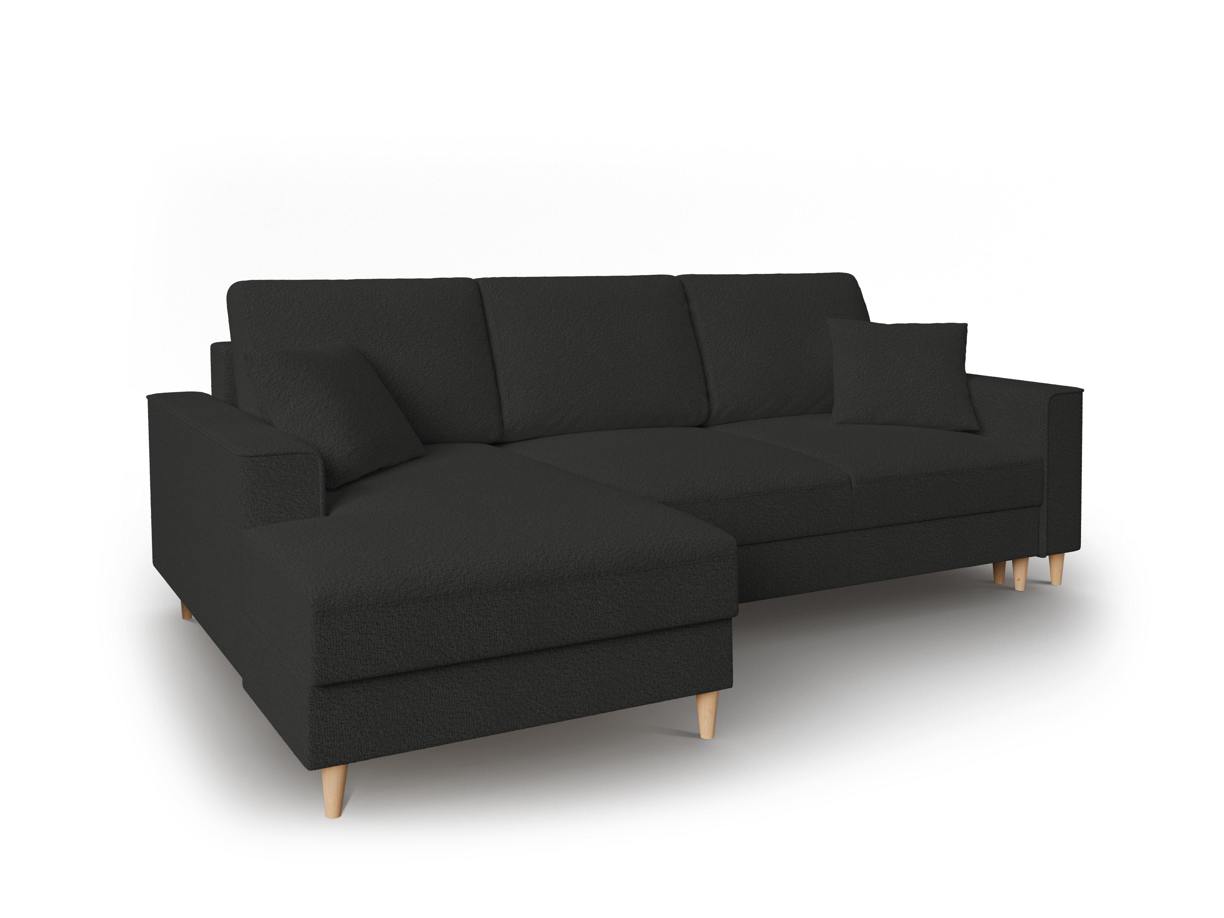 Narożnik lewostronny w tkaninie boucle z funkcją spania CARTADERA czarny Mazzini Sofas Eye on Design