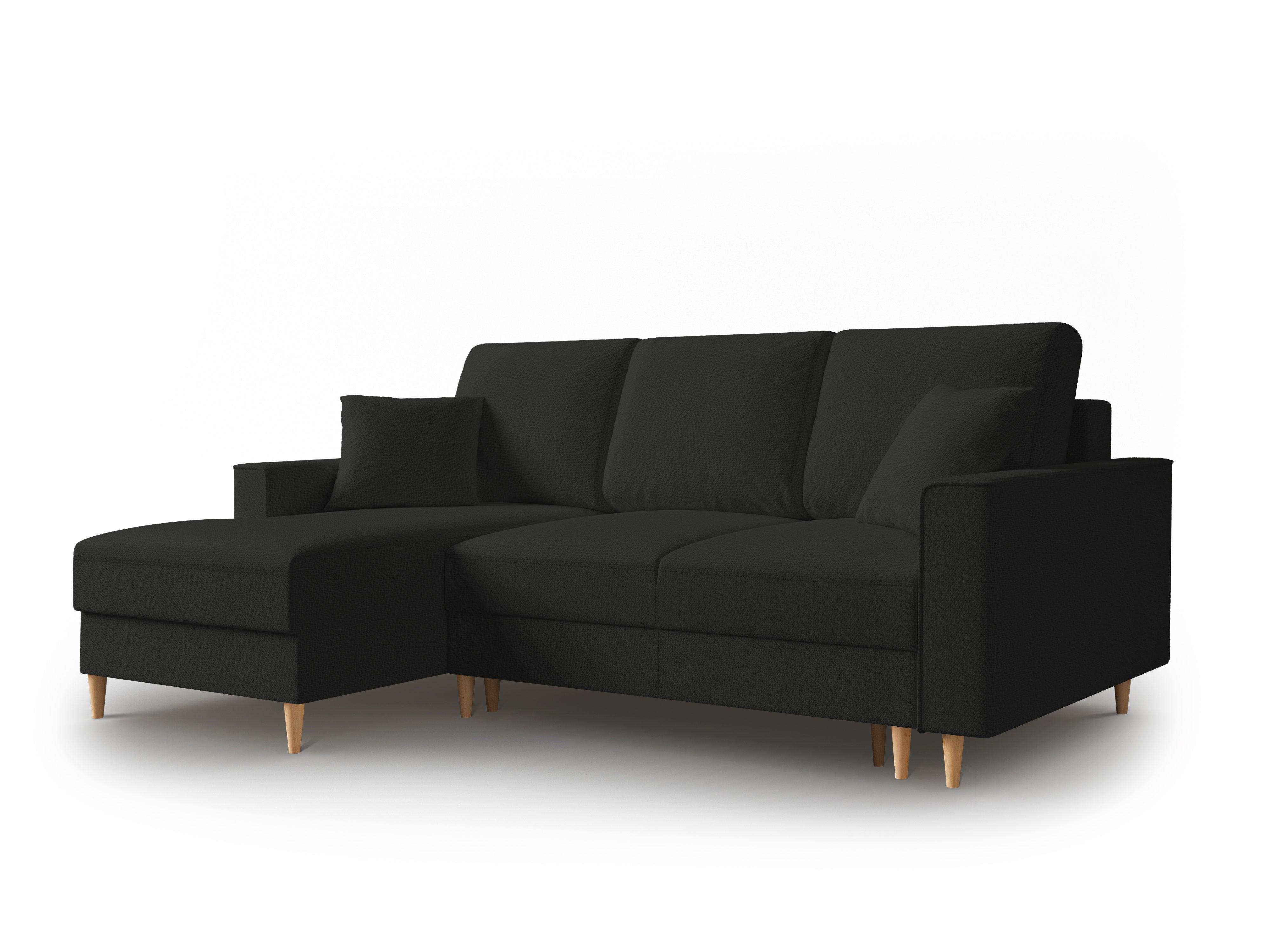 Narożnik lewostronny w tkaninie boucle z funkcją spania CARTADERA czarny Mazzini Sofas Eye on Design