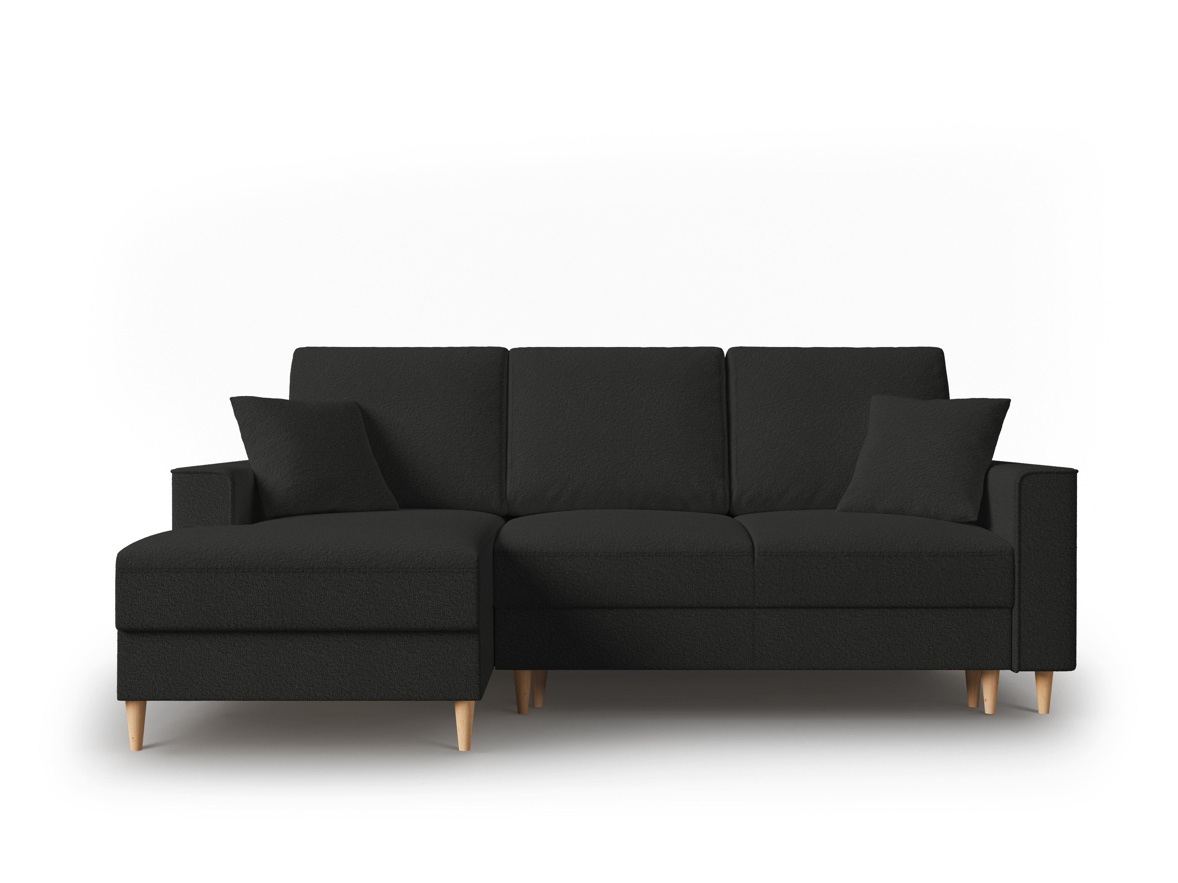 Narożnik lewostronny w tkaninie boucle z funkcją spania CARTADERA czarny Mazzini Sofas Eye on Design