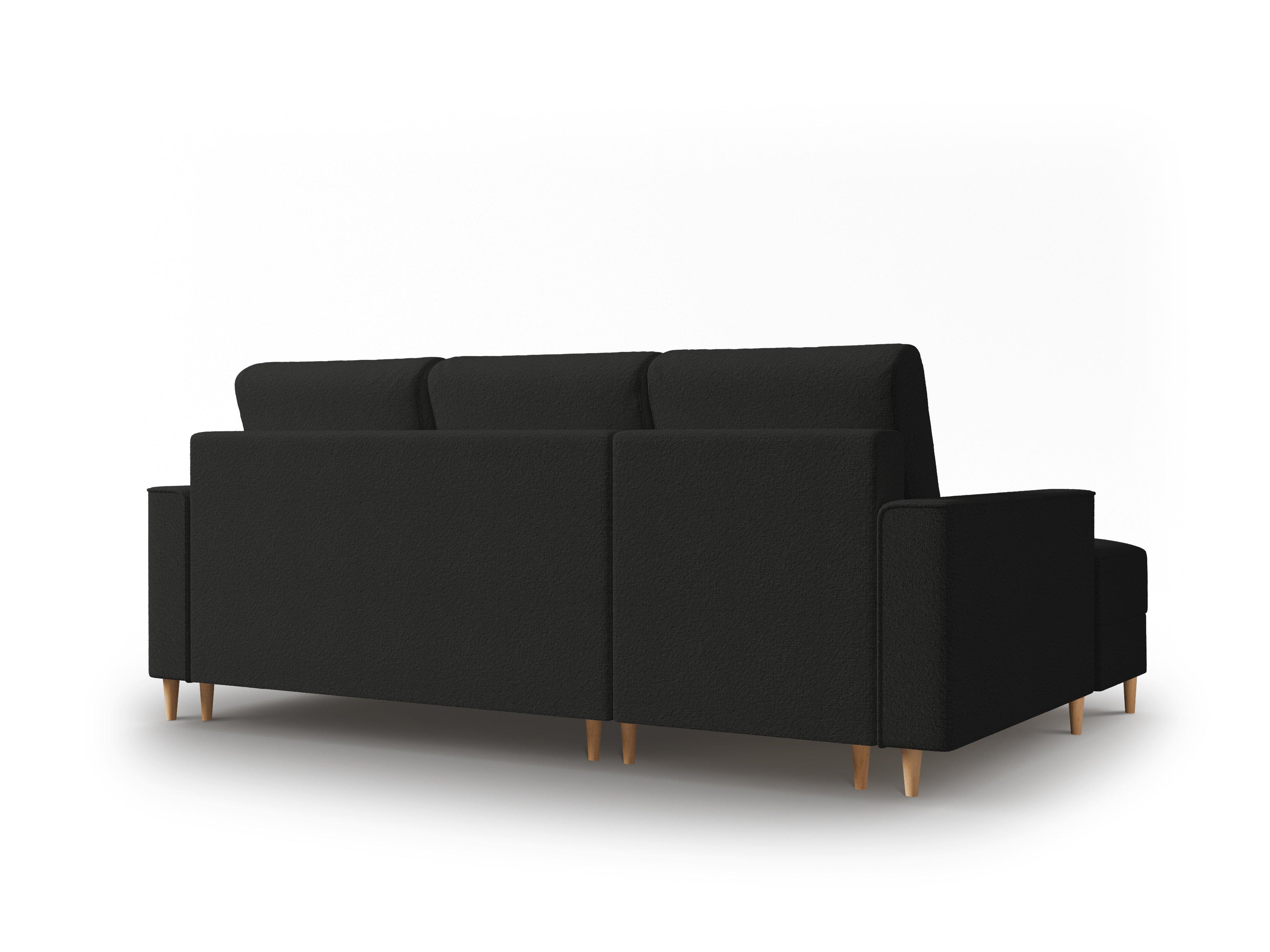 Narożnik lewostronny w tkaninie boucle z funkcją spania CARTADERA czarny Mazzini Sofas Eye on Design