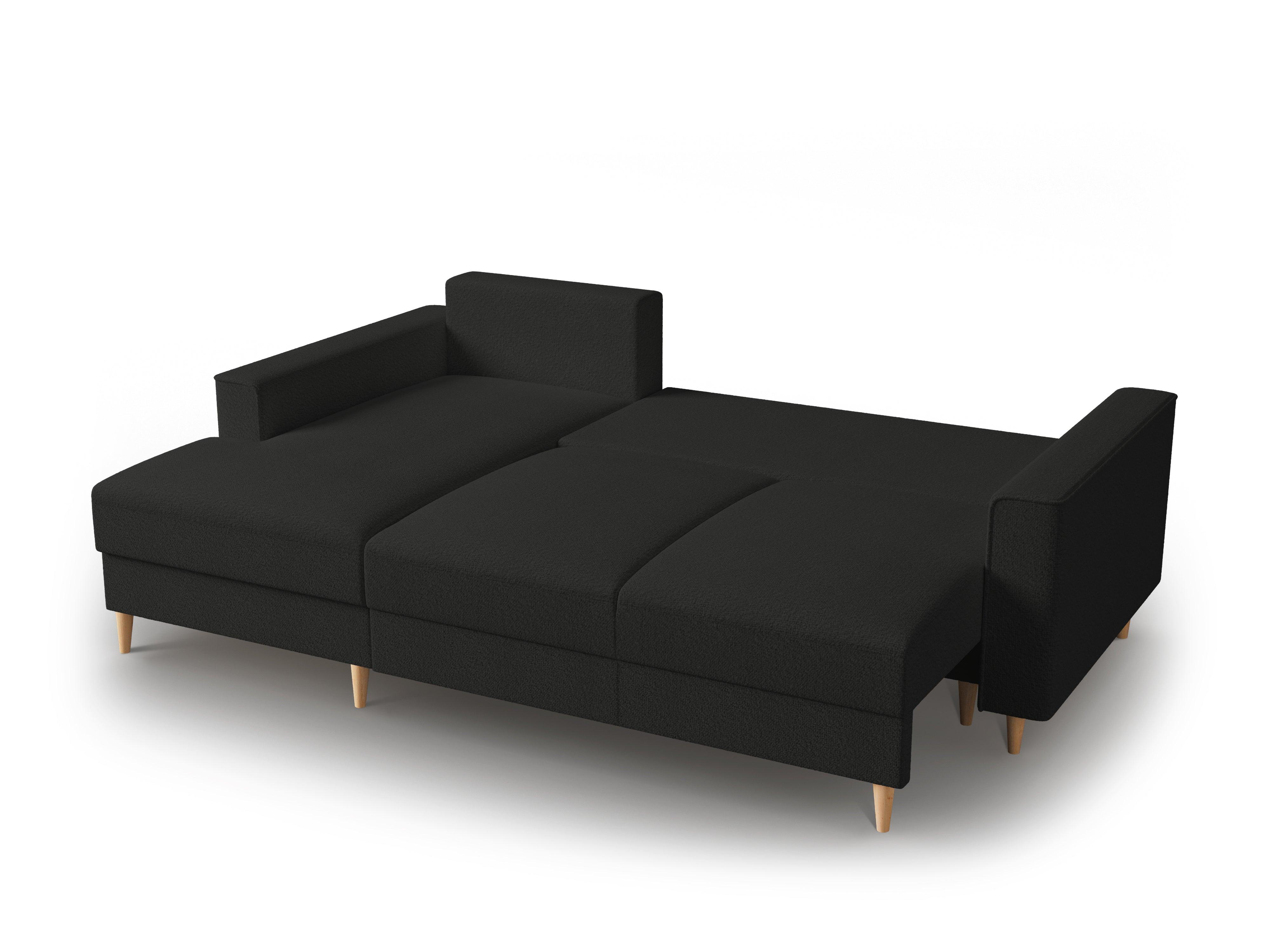 Narożnik lewostronny w tkaninie boucle z funkcją spania CARTADERA czarny Mazzini Sofas Eye on Design