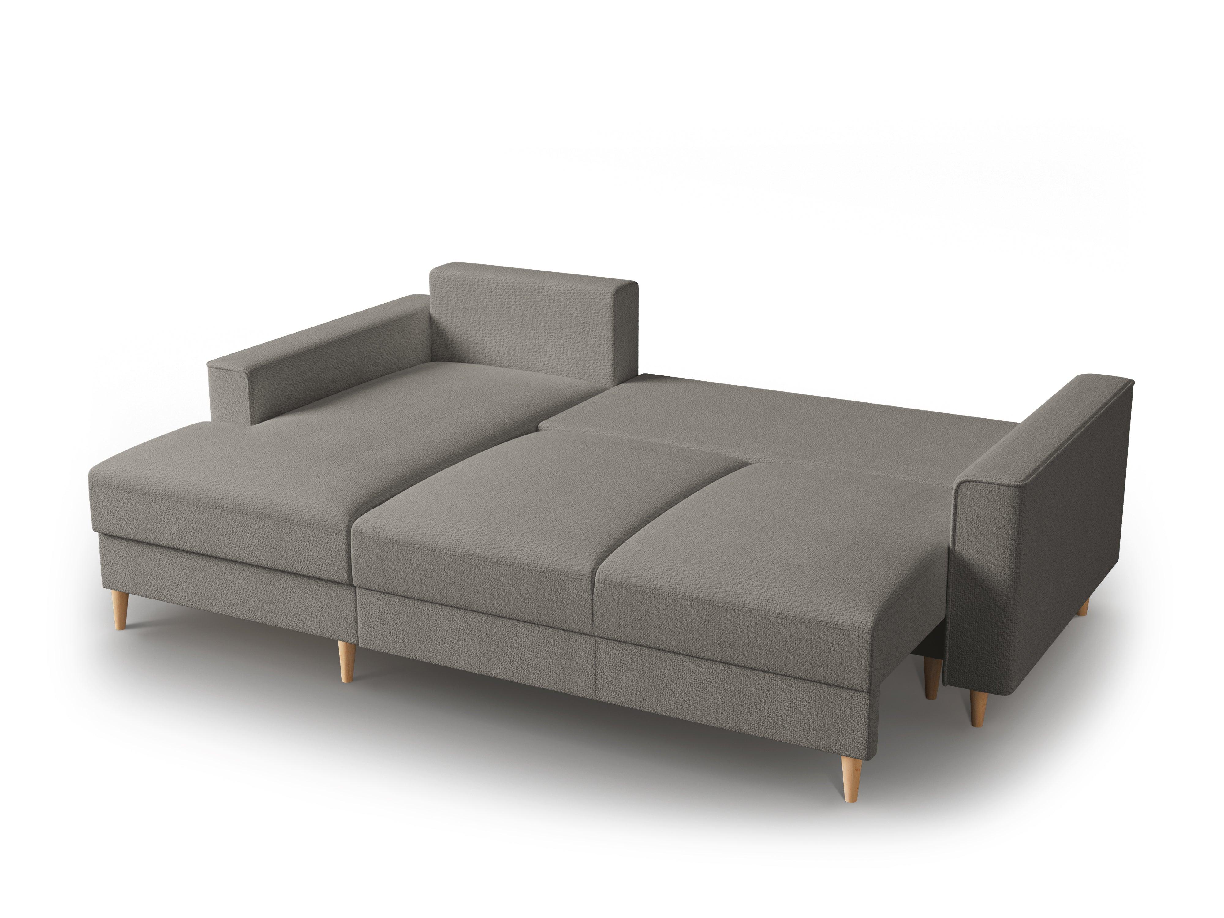 Narożnik lewostronny w tkaninie boucle z funkcją spania CARTADERA szary Mazzini Sofas Eye on Design