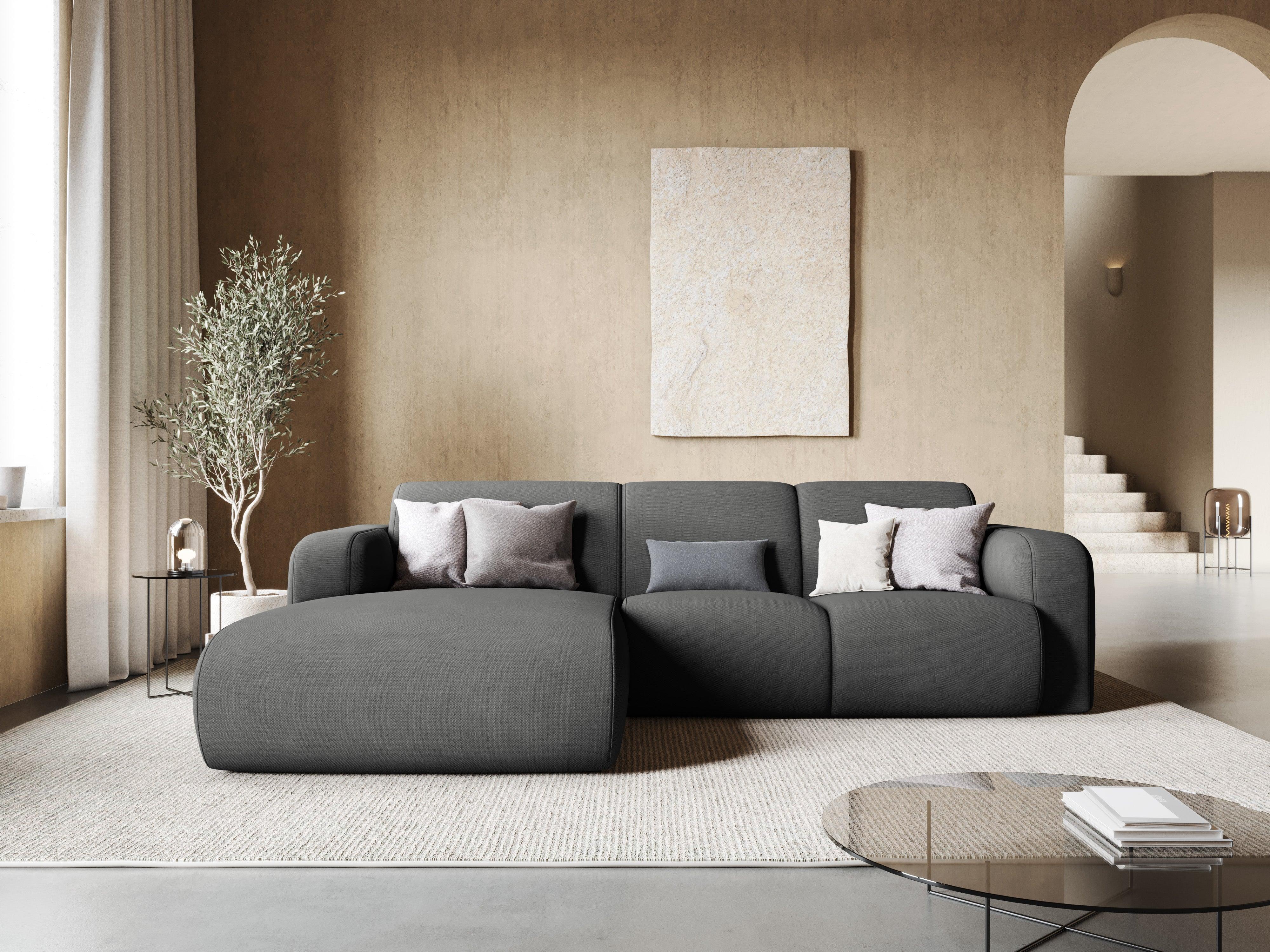 Narożnik lewostronny w tkaninie chenillowej 4-osobowy LOLA ciemnoszary Windsor & Co Eye on Design