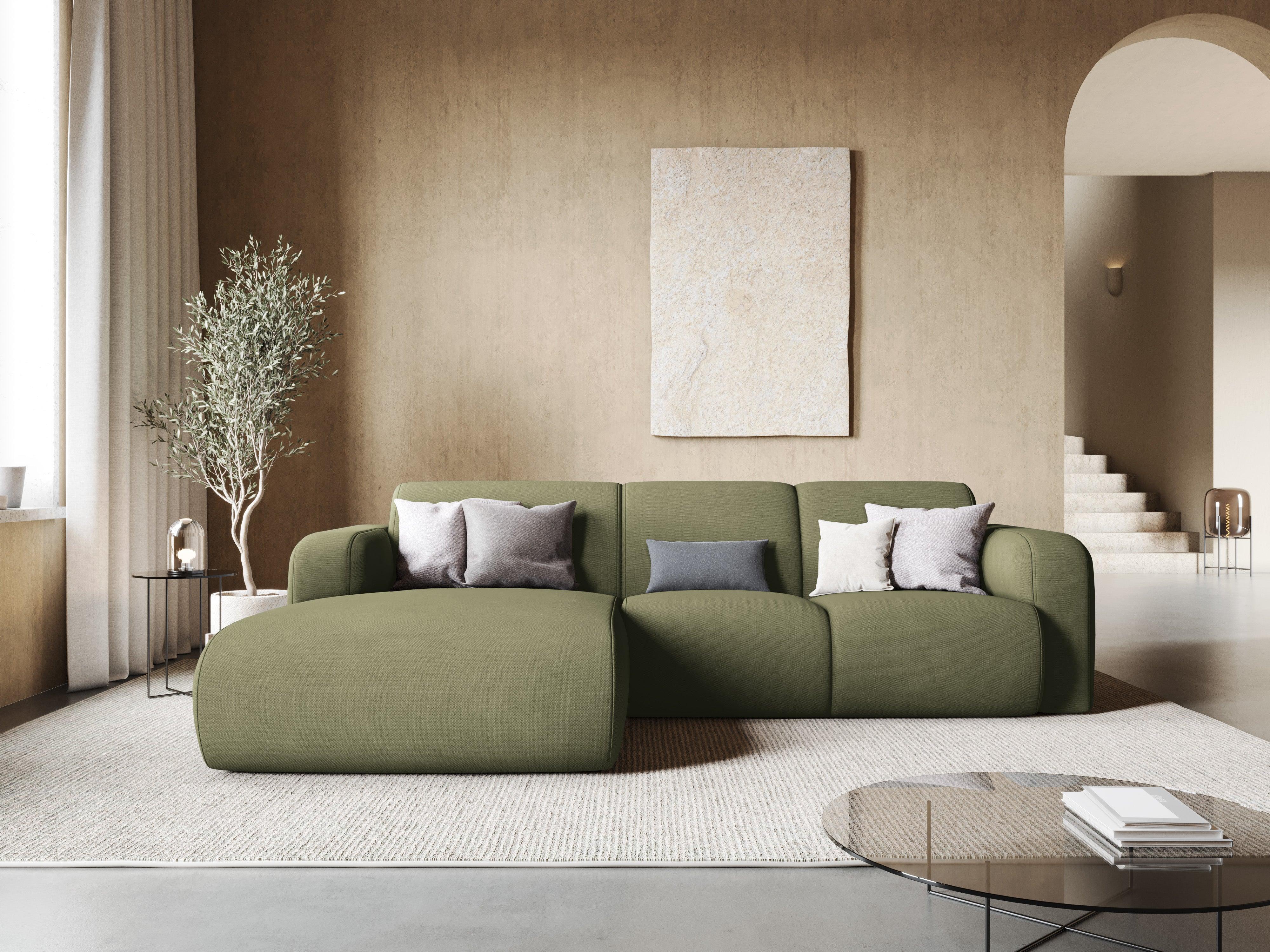 Narożnik lewostronny w tkaninie chenillowej 4-osobowy LOLA jasnozielony Windsor & Co Eye on Design
