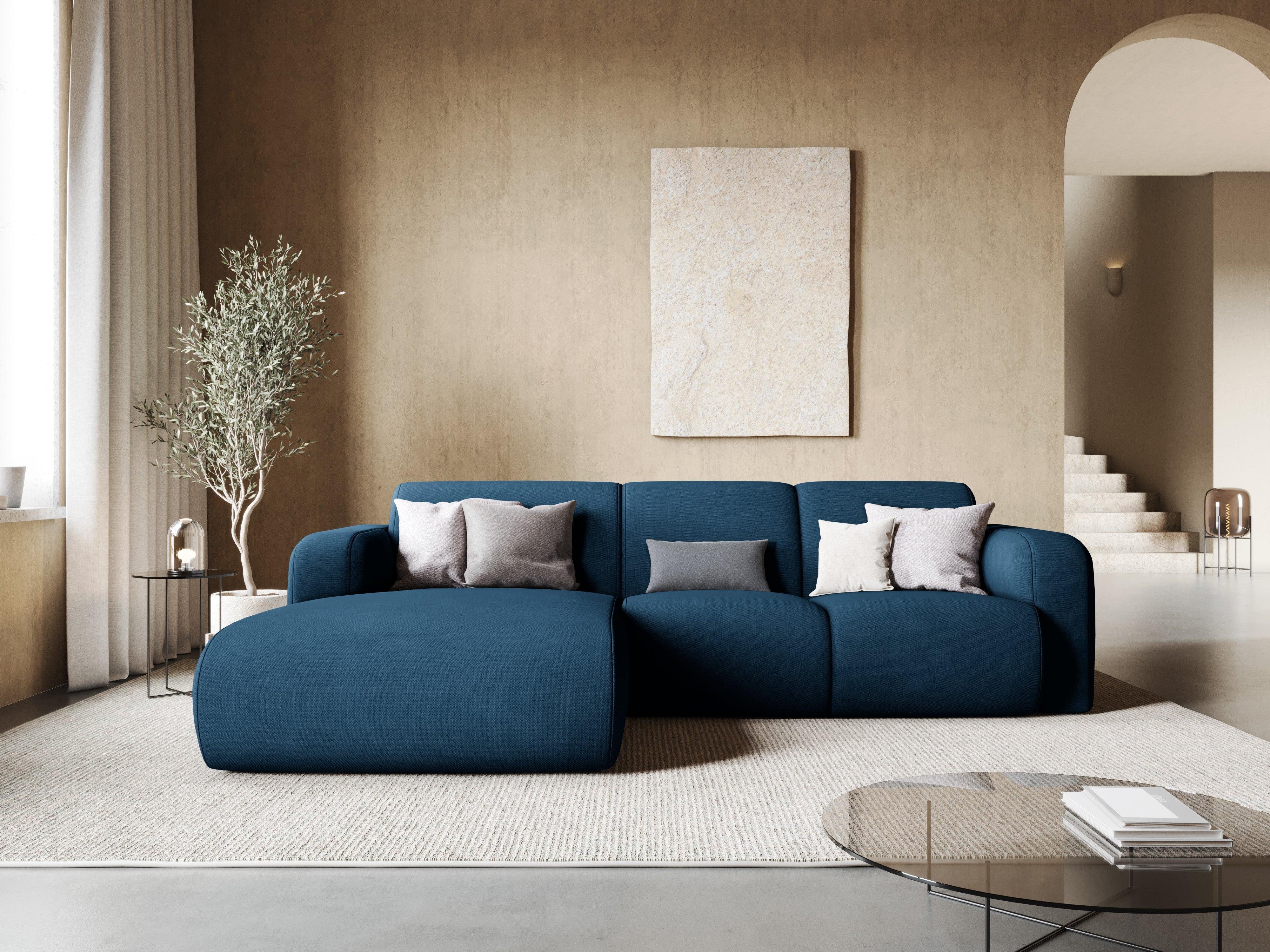 Narożnik lewostronny w tkaninie chenillowej 4-osobowy LOLA królewski niebieski Windsor & Co Eye on Design