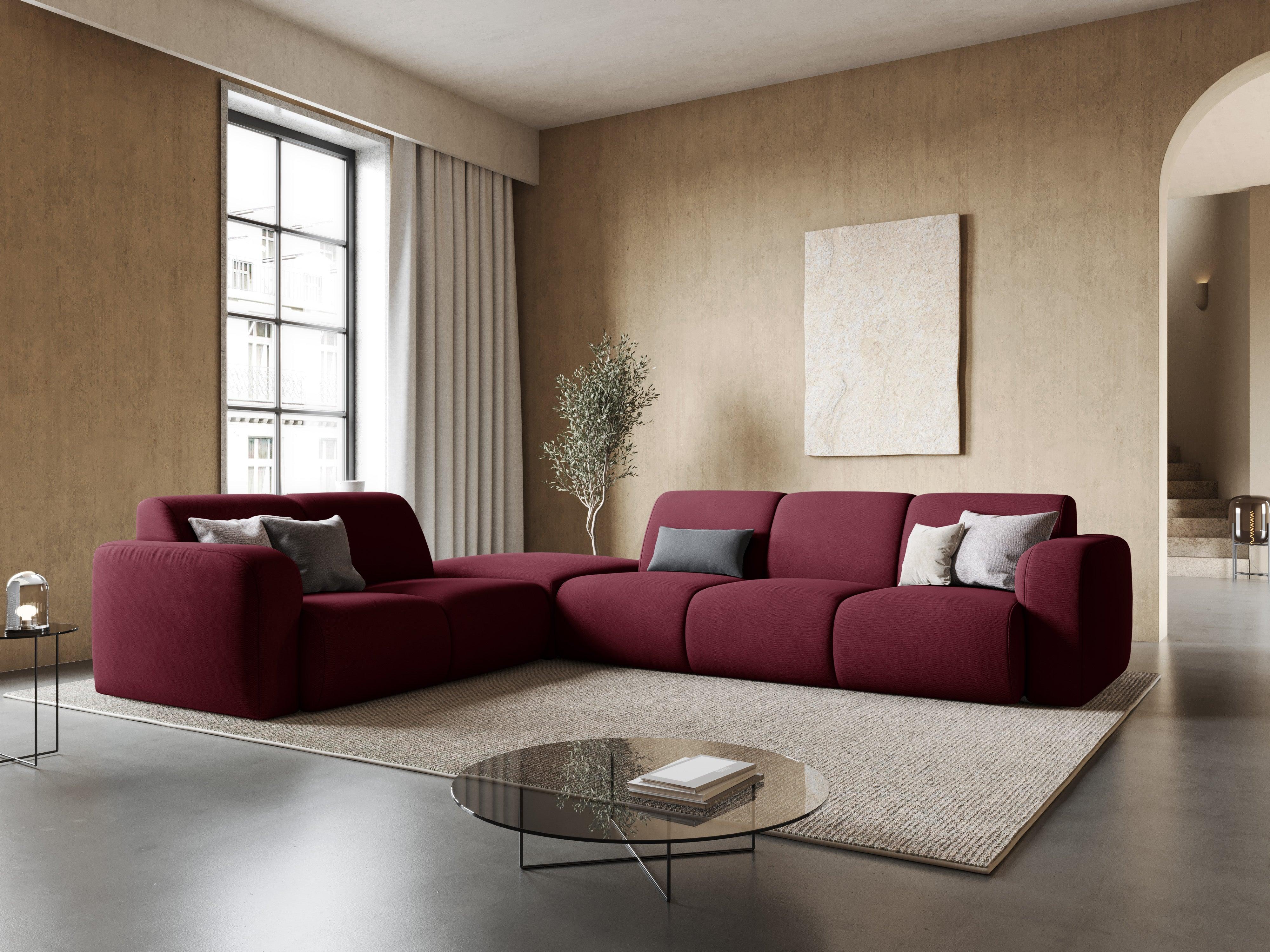 Narożnik lewostronny w tkaninie chenillowej 6-osobowy LOLA bordowy Windsor & Co Eye on Design
