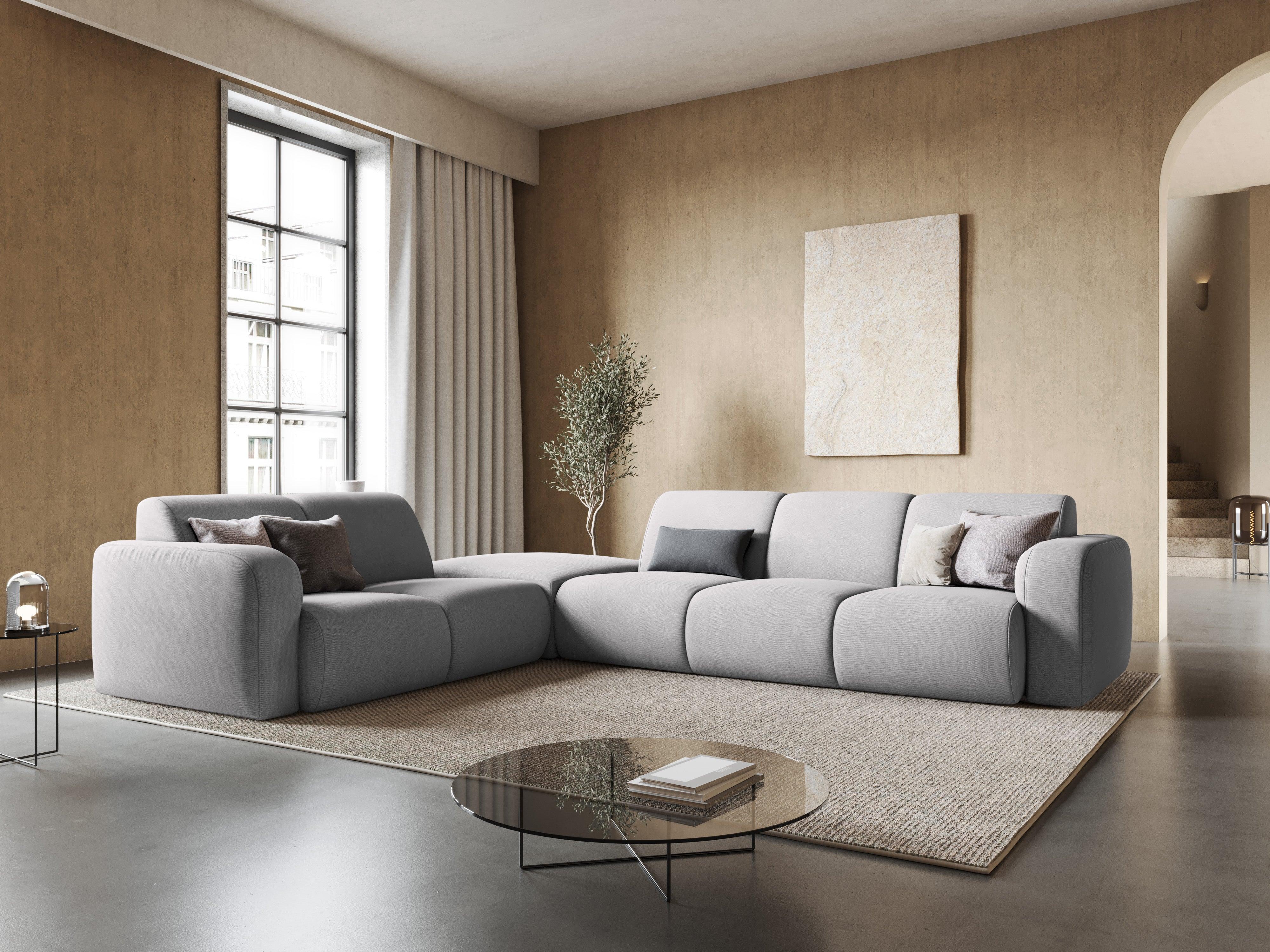 Narożnik lewostronny w tkaninie chenillowej 6-osobowy LOLA jasnoszary Windsor & Co Eye on Design