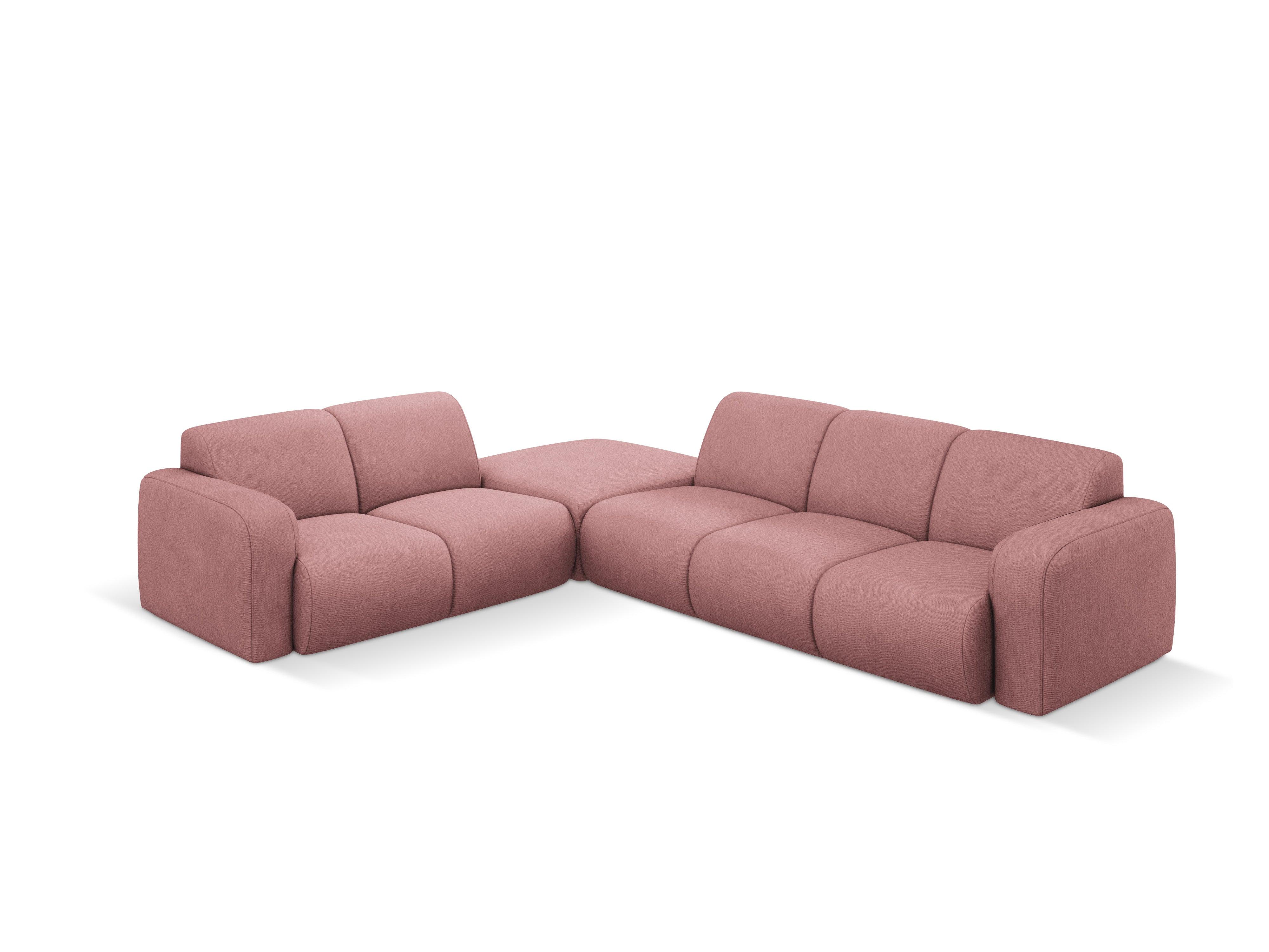 Narożnik lewostronny w tkaninie chenillowej 6-osobowy LOLA różowy Windsor & Co Eye on Design
