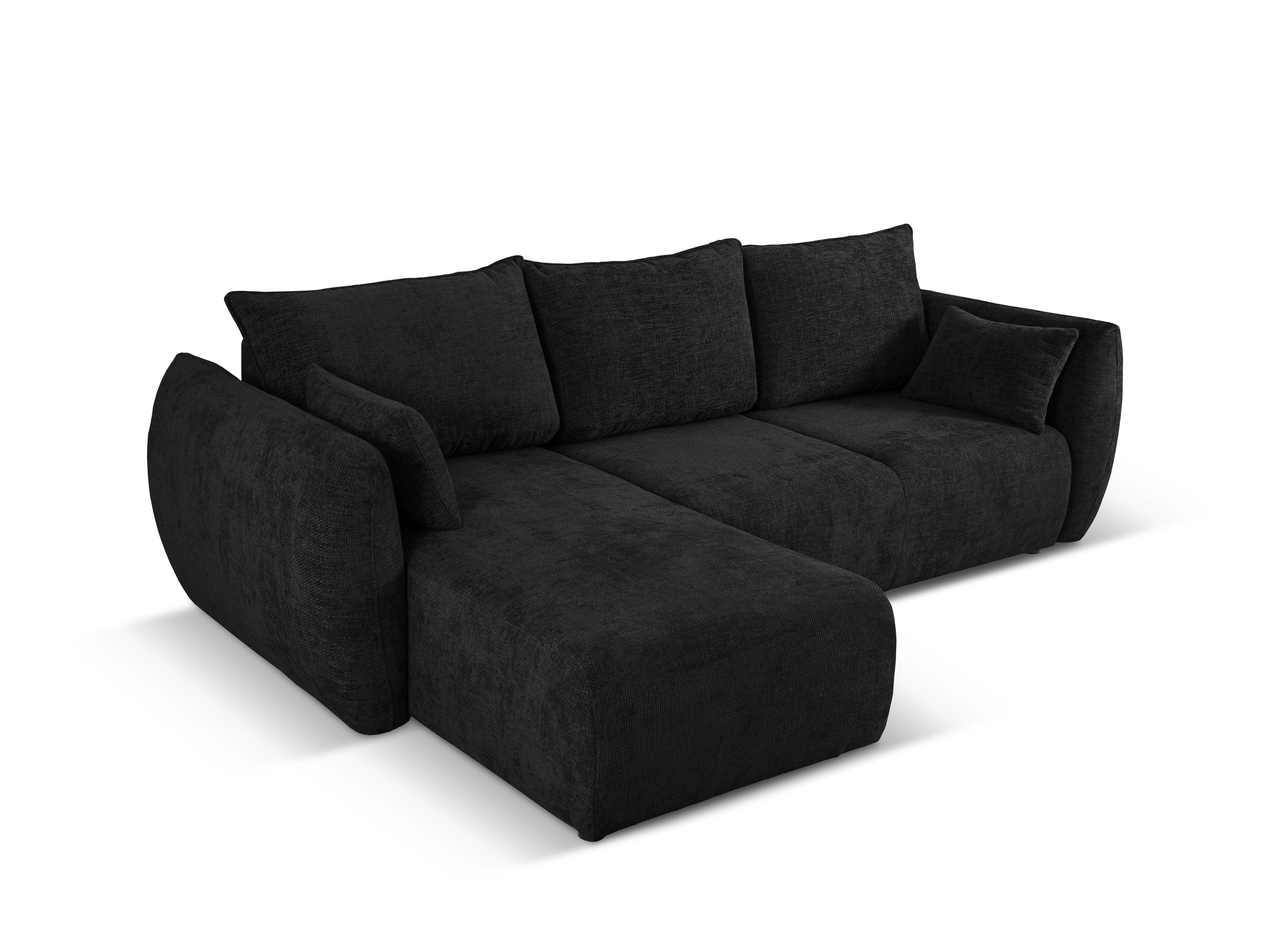 Narożnik lewostronny z funkcją spania MATERA czarny szenil Cosmopolitan Design Eye on Design