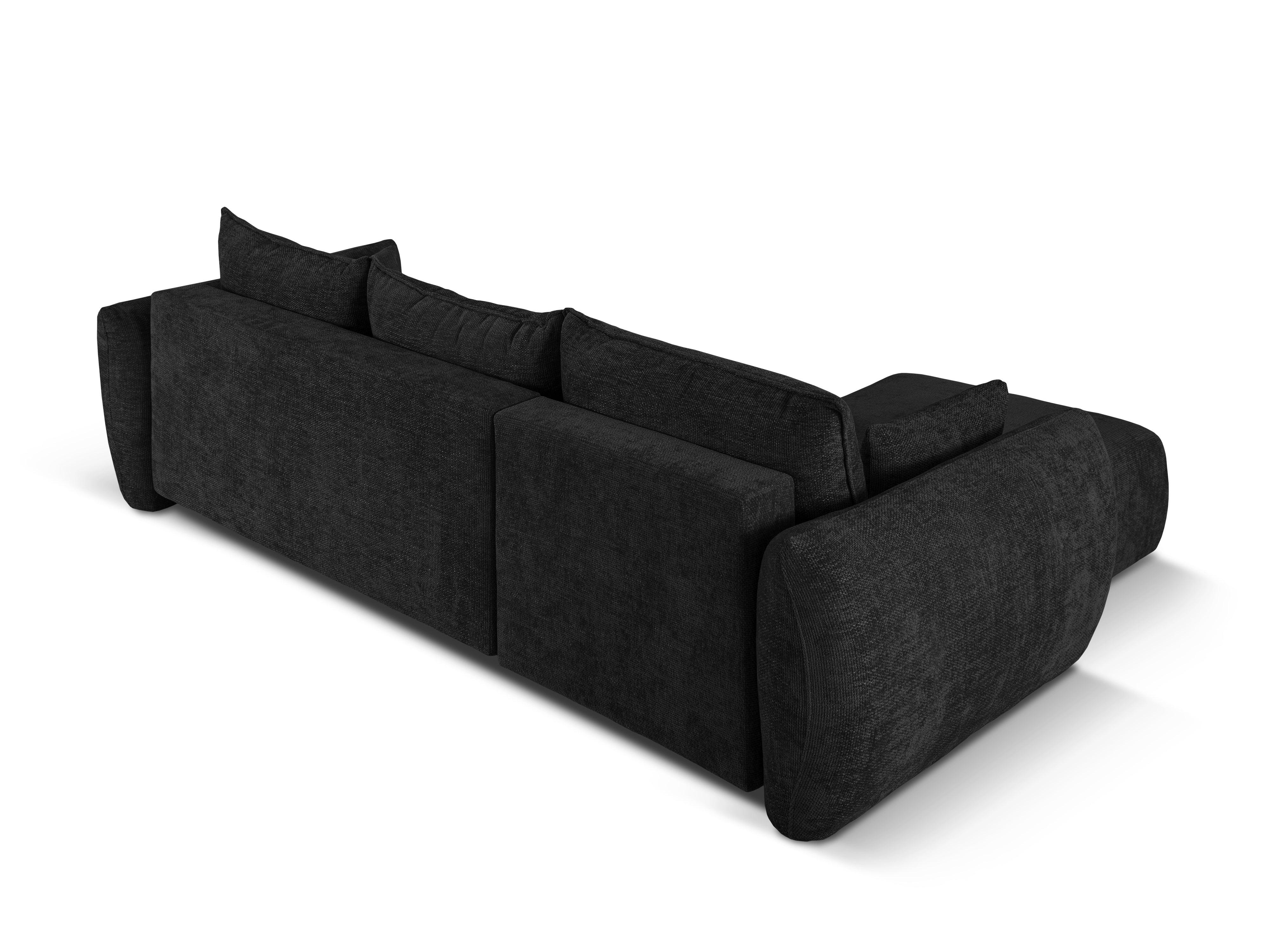 Narożnik lewostronny z funkcją spania MATERA czarny szenil Cosmopolitan Design Eye on Design