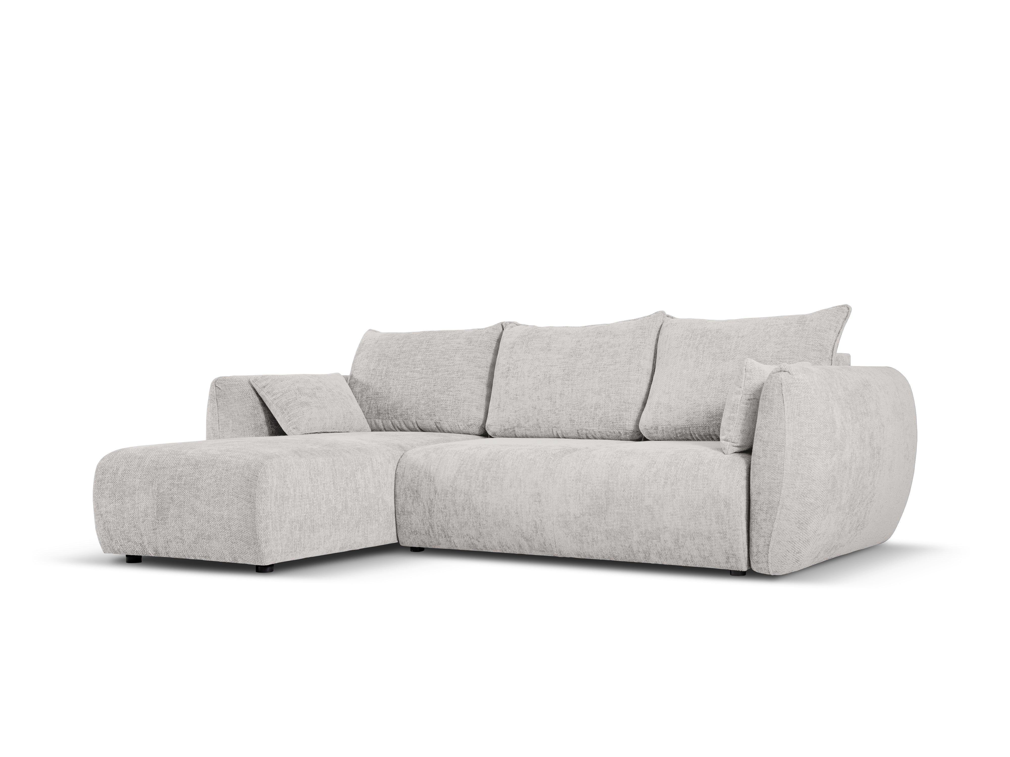 Narożnik lewostronny z funkcją spania MATERA jasnoszary szenil Cosmopolitan Design Eye on Design