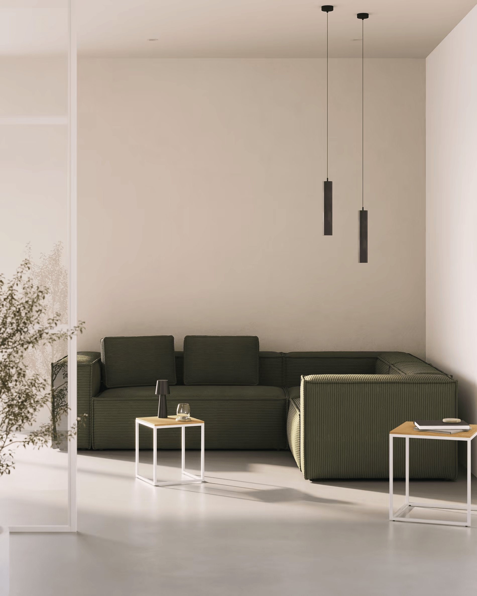 Narożnik modułowy 5-osobowy BLOK zielony sztruks La Forma Eye on Design
