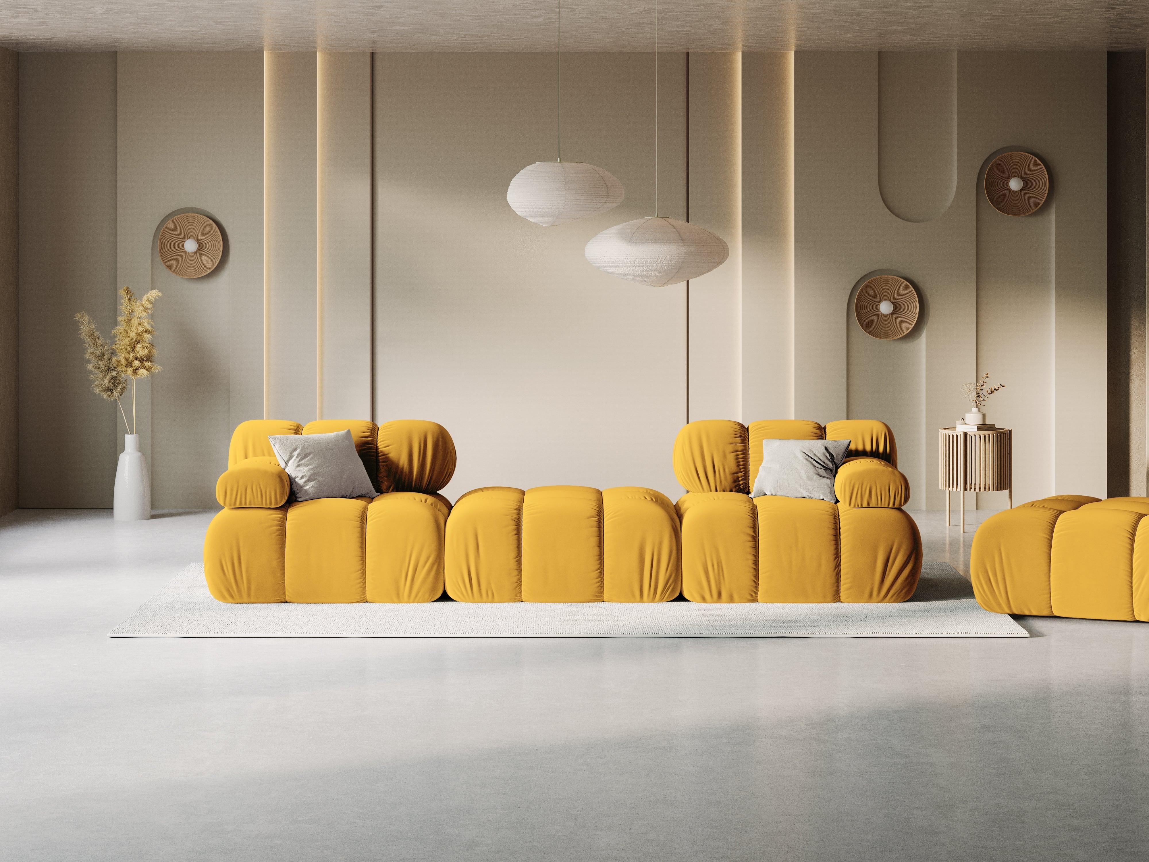 Narożnik modułowy aksamitny 3-osobowy TROPEA musztardowy Milo Casa Eye on Design