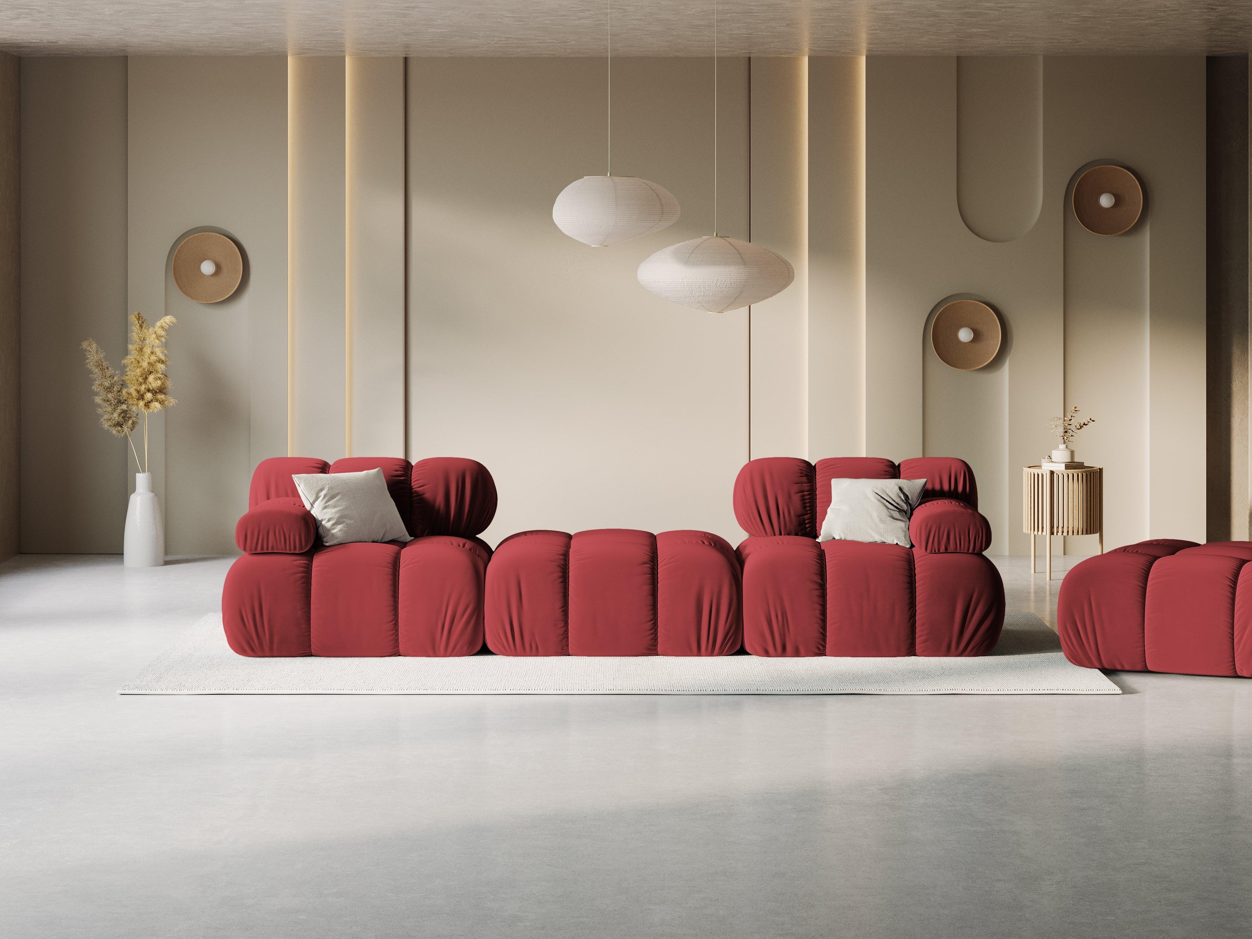 Narożnik modułowy aksamitny 3-osobowy TROPEA rubinowy Milo Casa Eye on Design