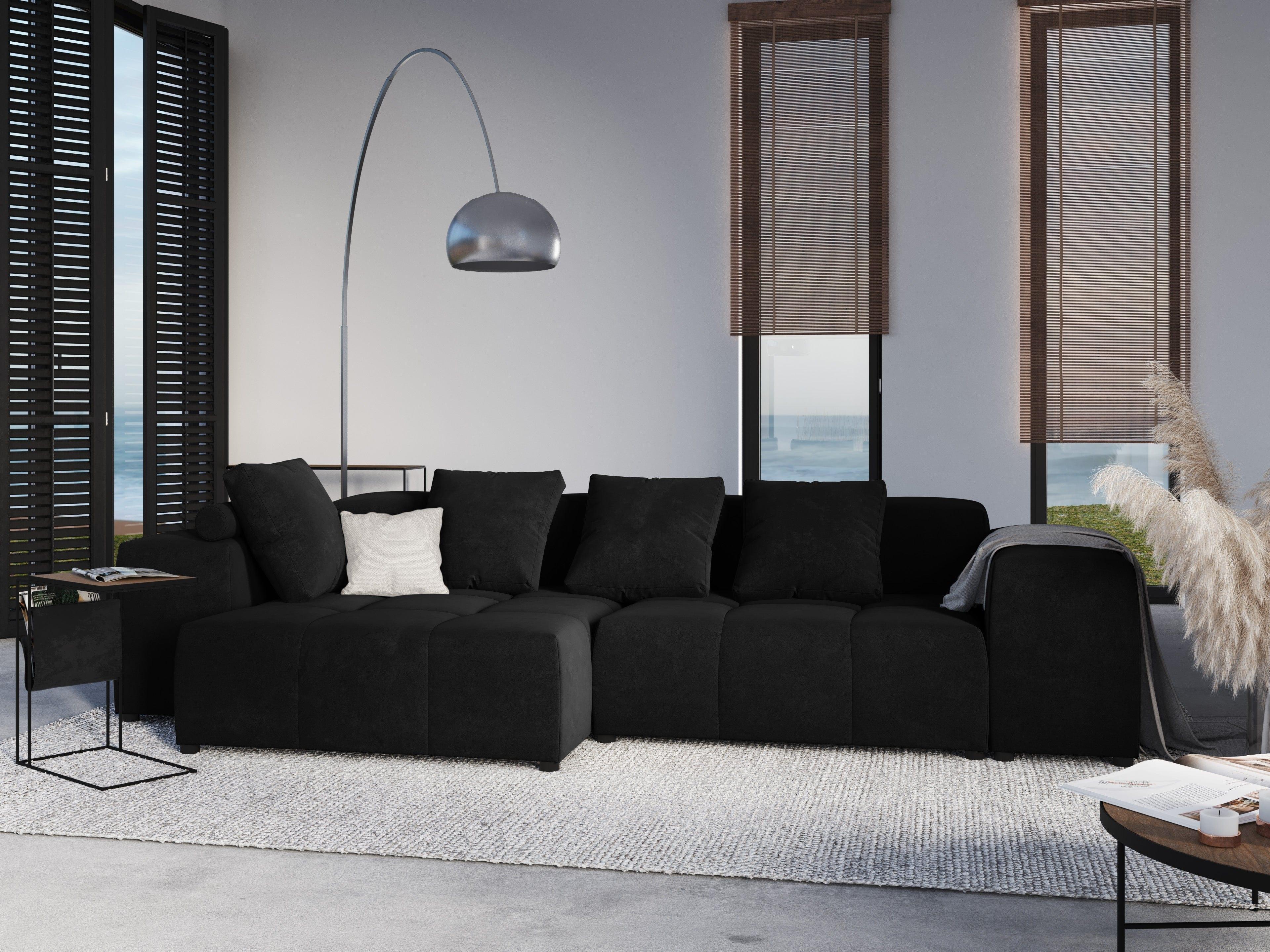 Narożnik modułowy aksamitny 4-osobowy ROME czarny Cosmopolitan Design Eye on Design