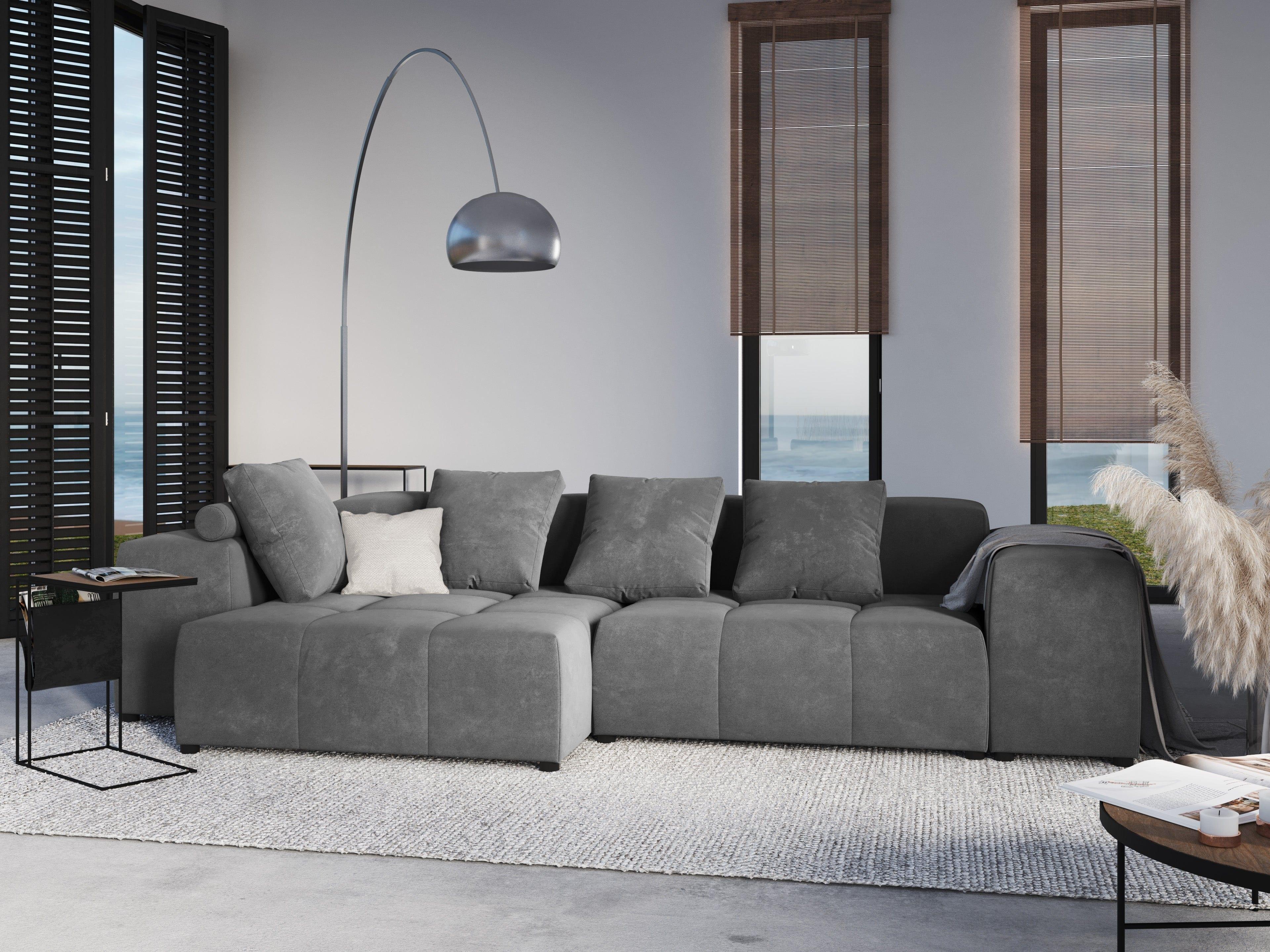 Narożnik modułowy aksamitny 4-osobowy ROME jasnoszary Cosmopolitan Design Eye on Design