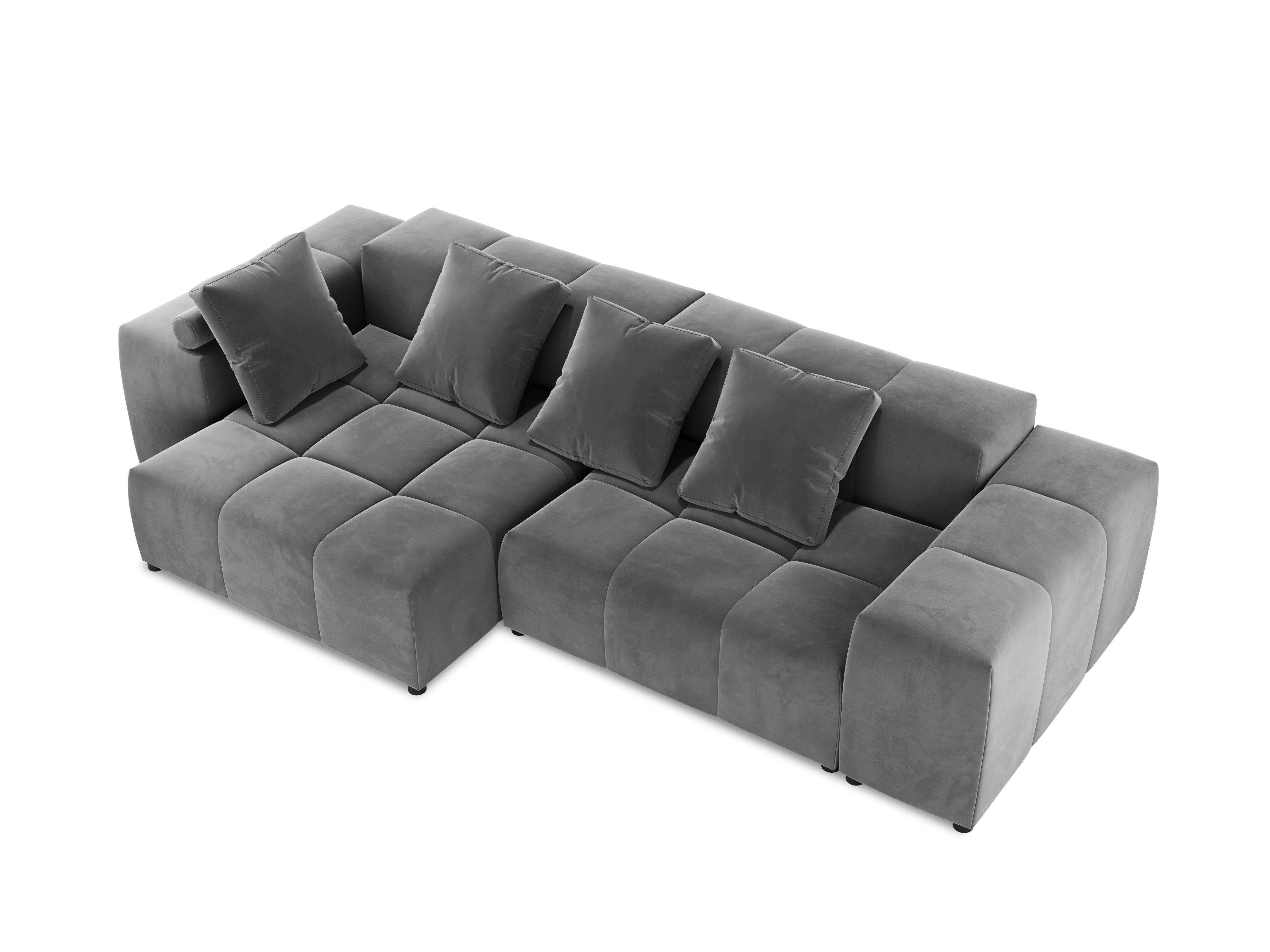 Narożnik modułowy aksamitny 4-osobowy ROME jasnoszary Cosmopolitan Design Eye on Design
