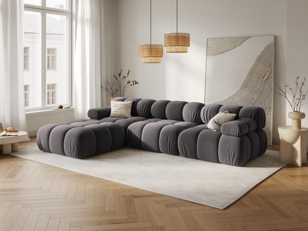 Narożnik modułowy aksamitny 4-osobowy TROPEA ciemnoszary Milo Casa Eye on Design