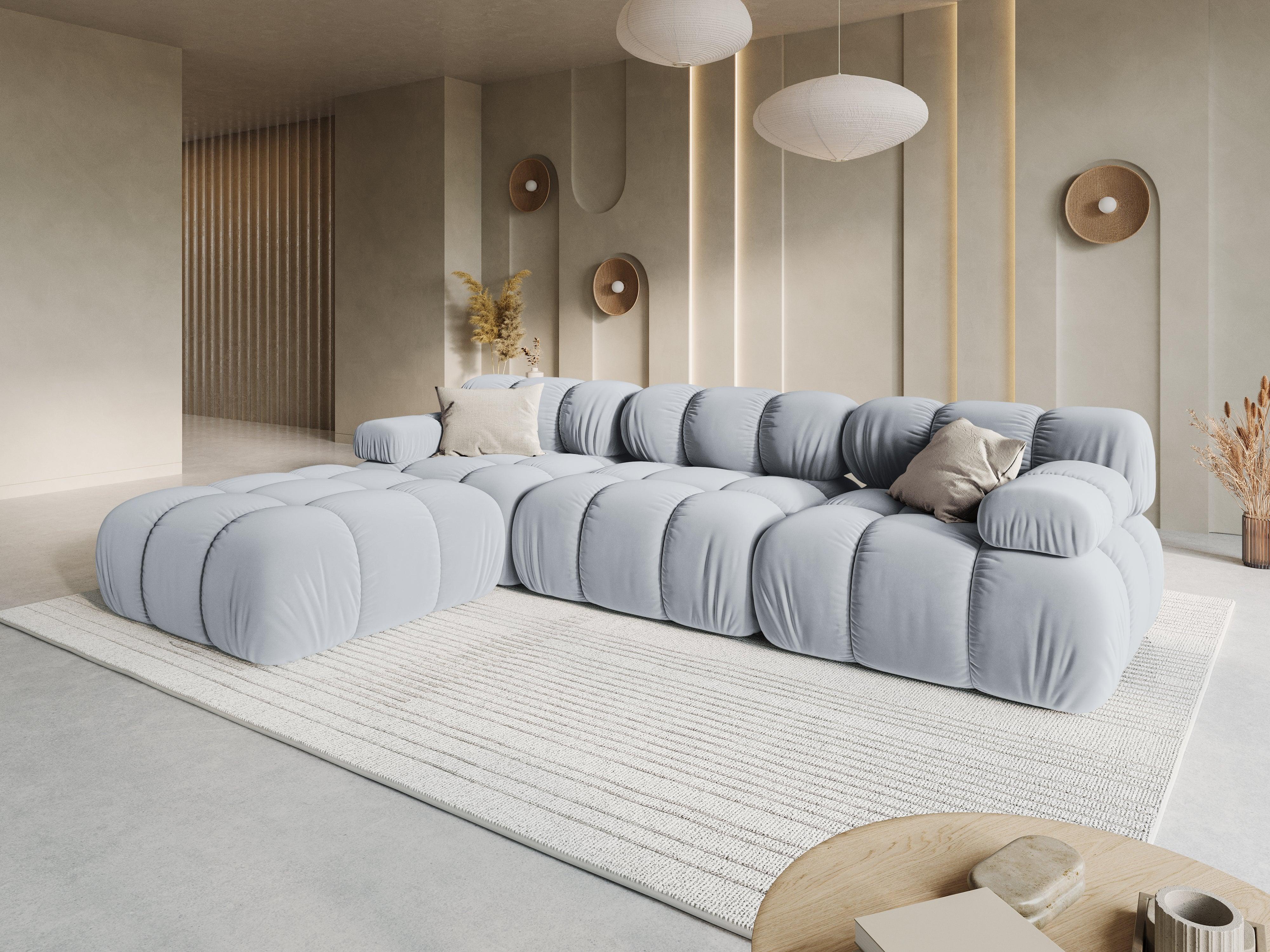 Narożnik modułowy aksamitny 4-osobowy TROPEA jasnoniebieski Milo Casa Eye on Design