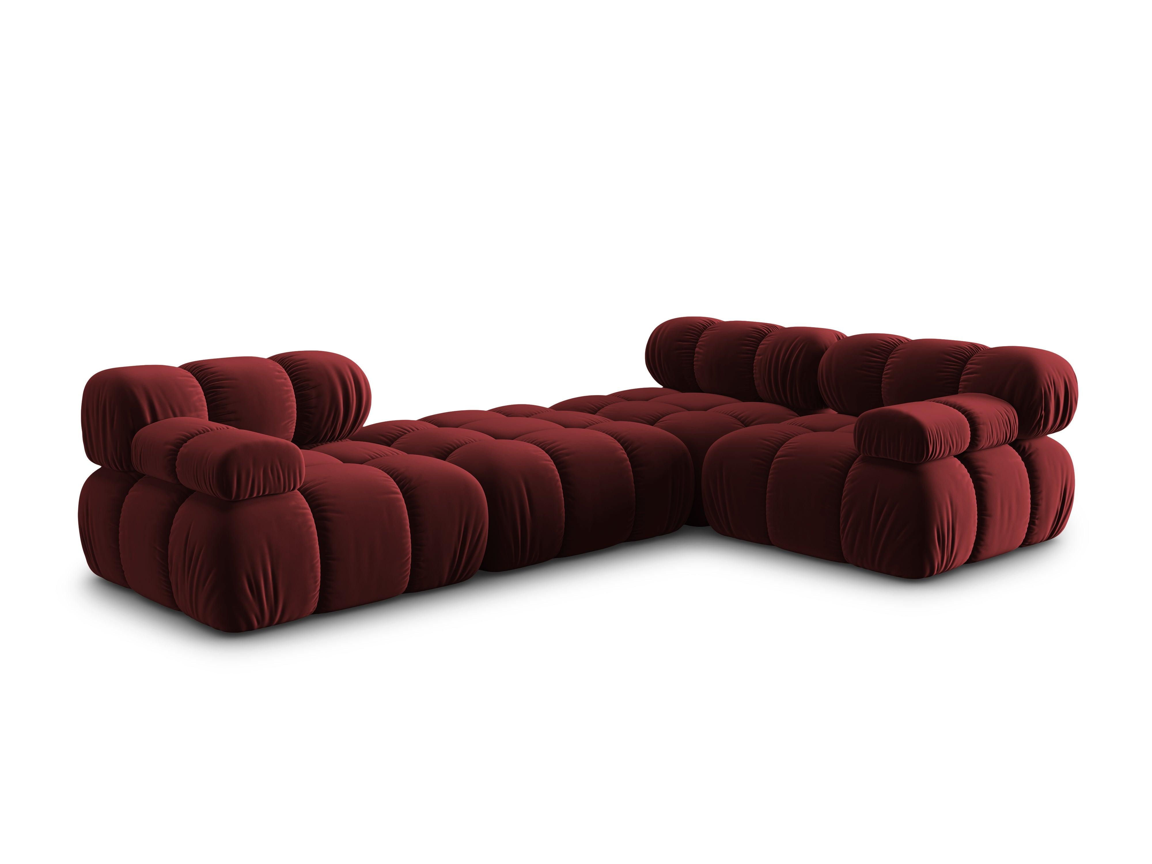 Narożnik modułowy aksamitny 4-osobowy TROPEA rubinowy Milo Casa Eye on Design