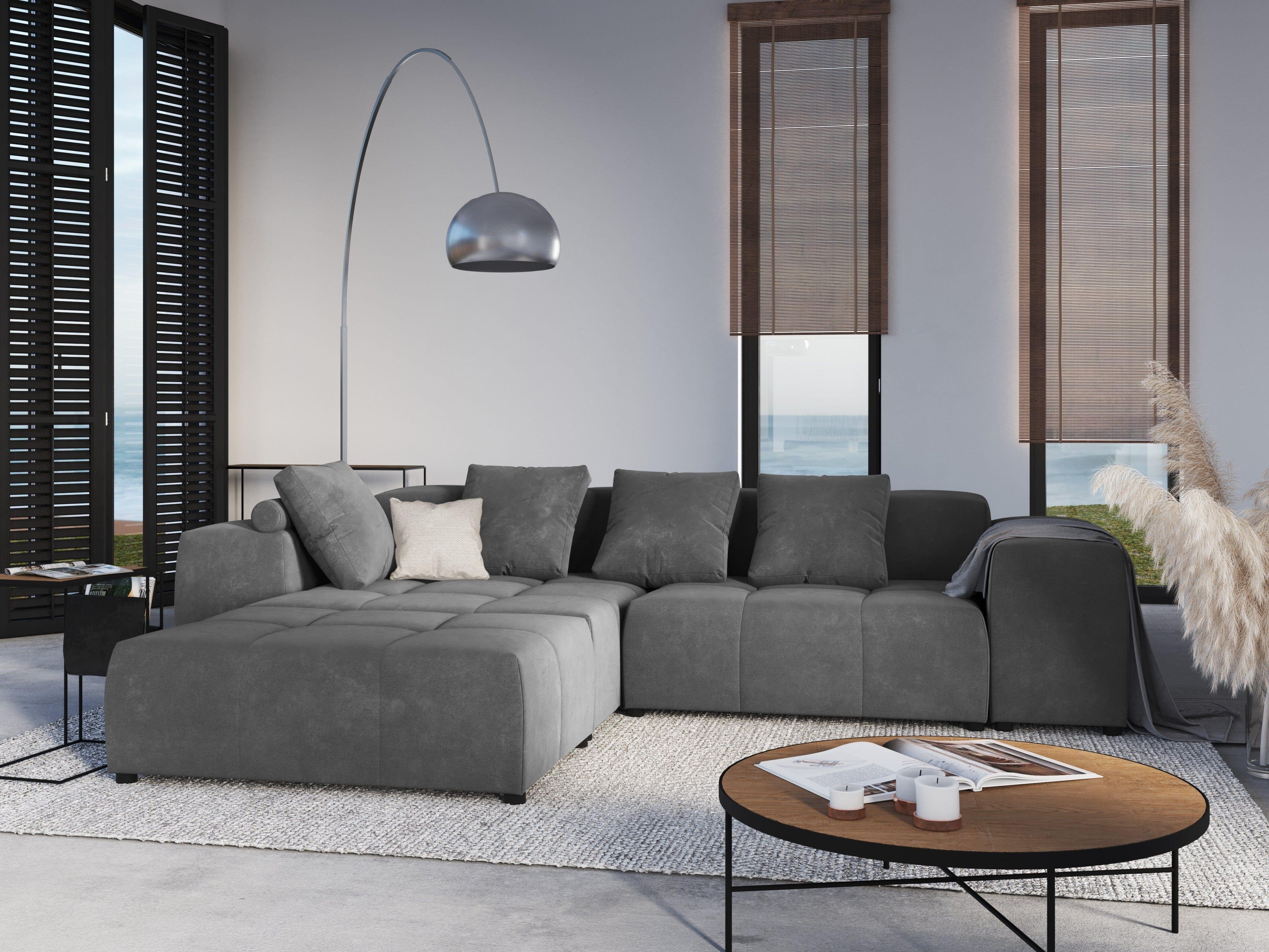 Narożnik modułowy aksamitny 5-osobowy ROME jasnoszary Cosmopolitan Design Eye on Design