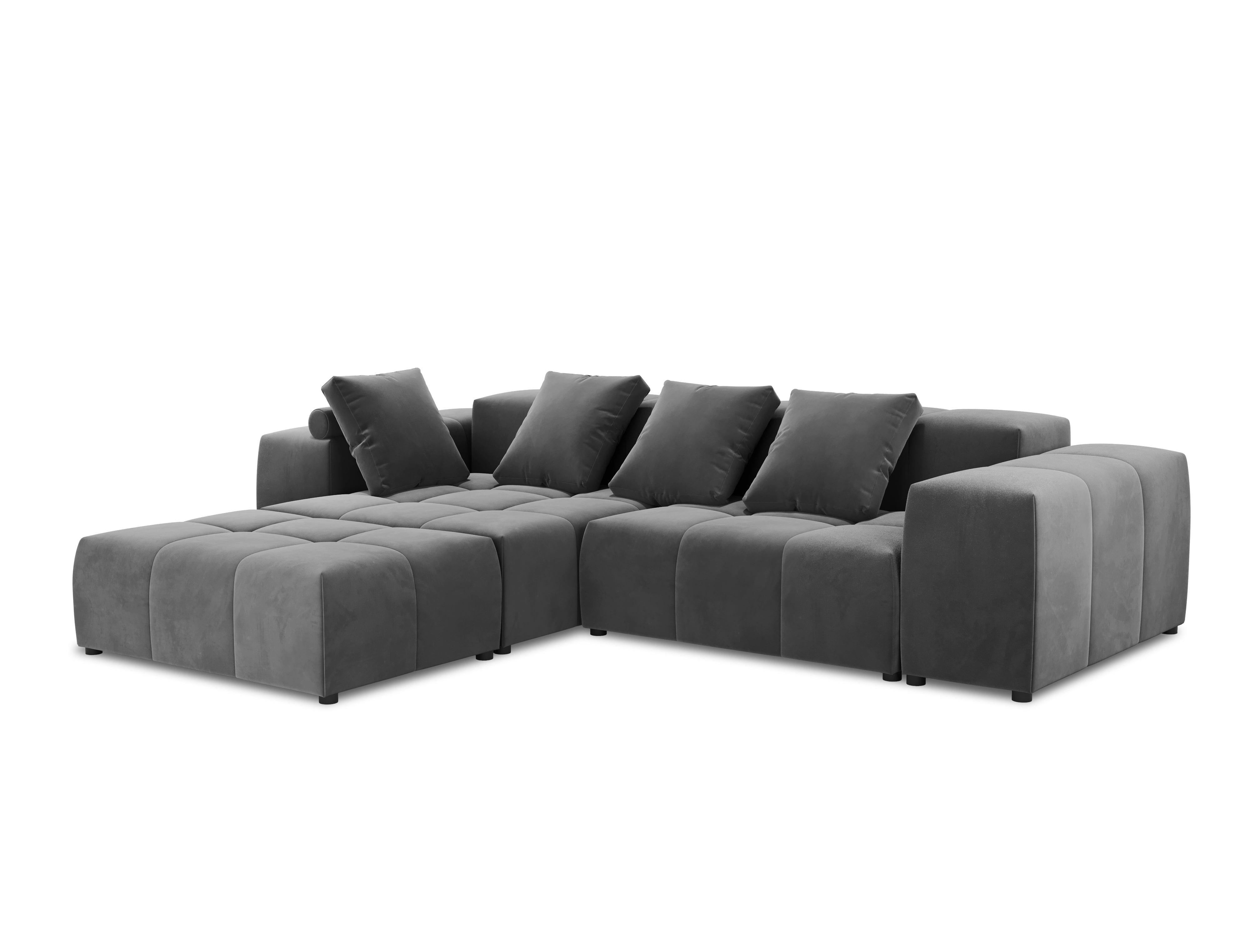 Narożnik modułowy aksamitny 5-osobowy ROME jasnoszary Cosmopolitan Design Eye on Design