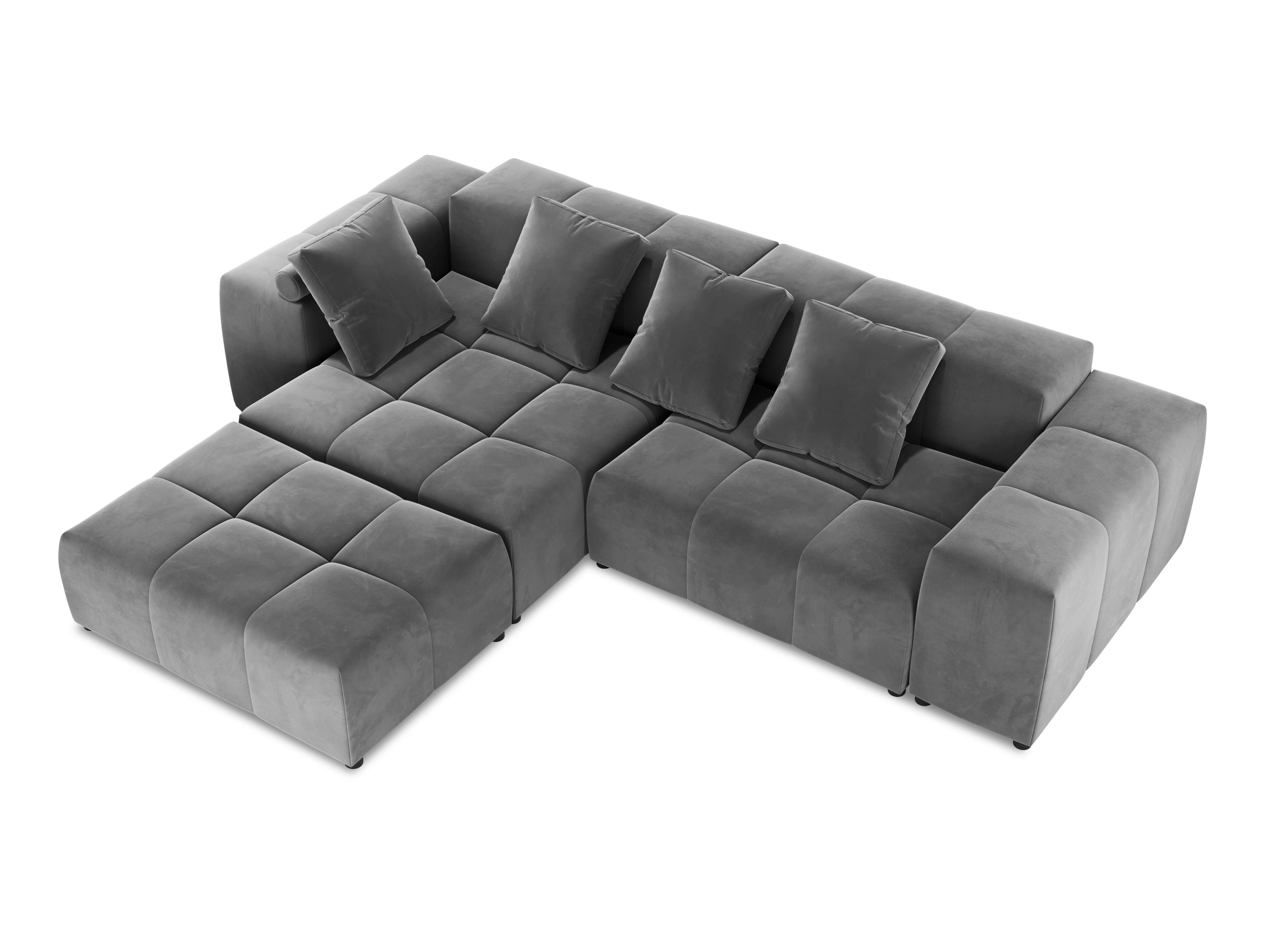 Narożnik modułowy aksamitny 5-osobowy ROME jasnoszary Cosmopolitan Design Eye on Design