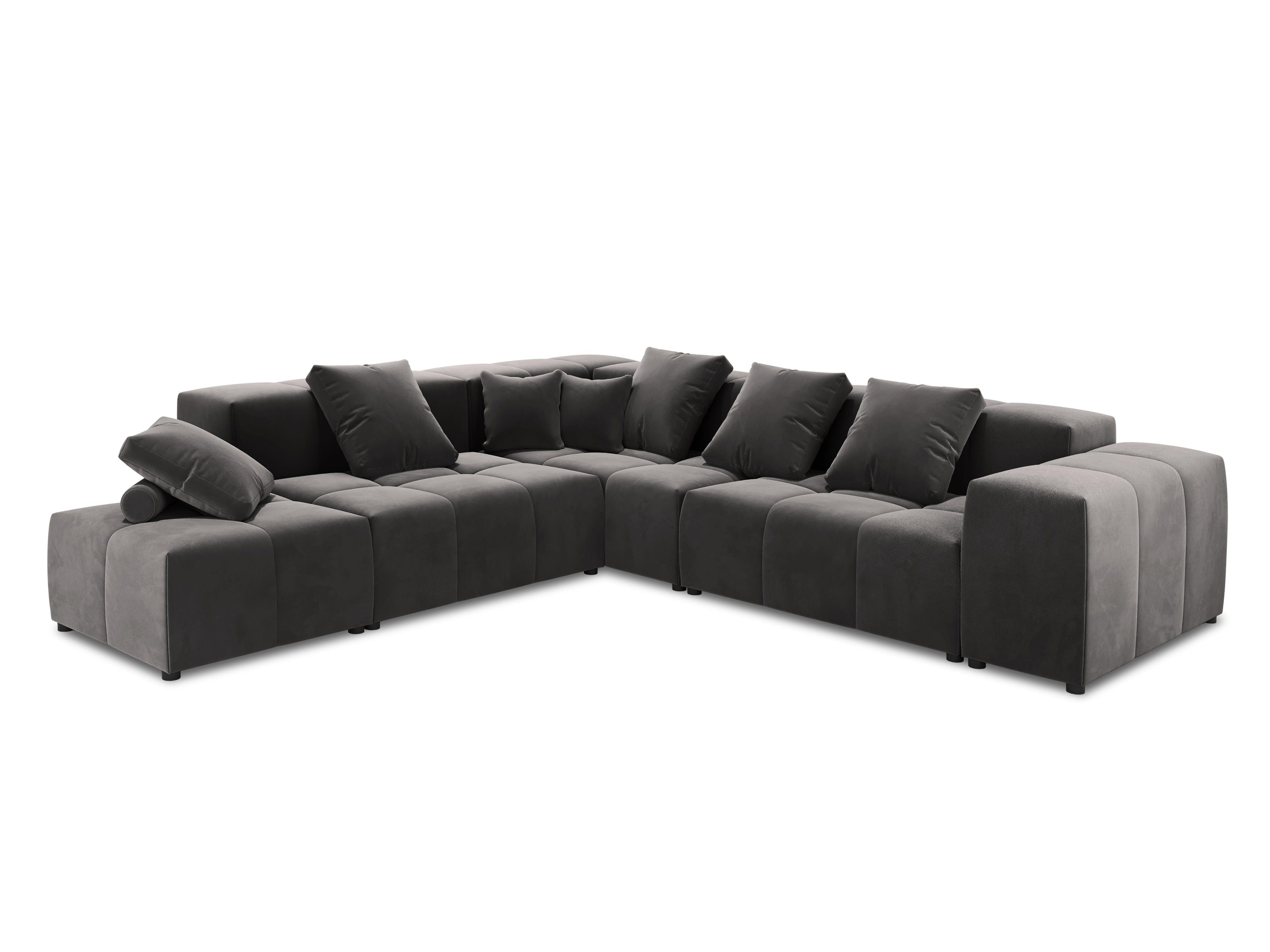 Narożnik modułowy aksamitny duży 5-osobowy ROME ciemnoszary Cosmopolitan Design Eye on Design