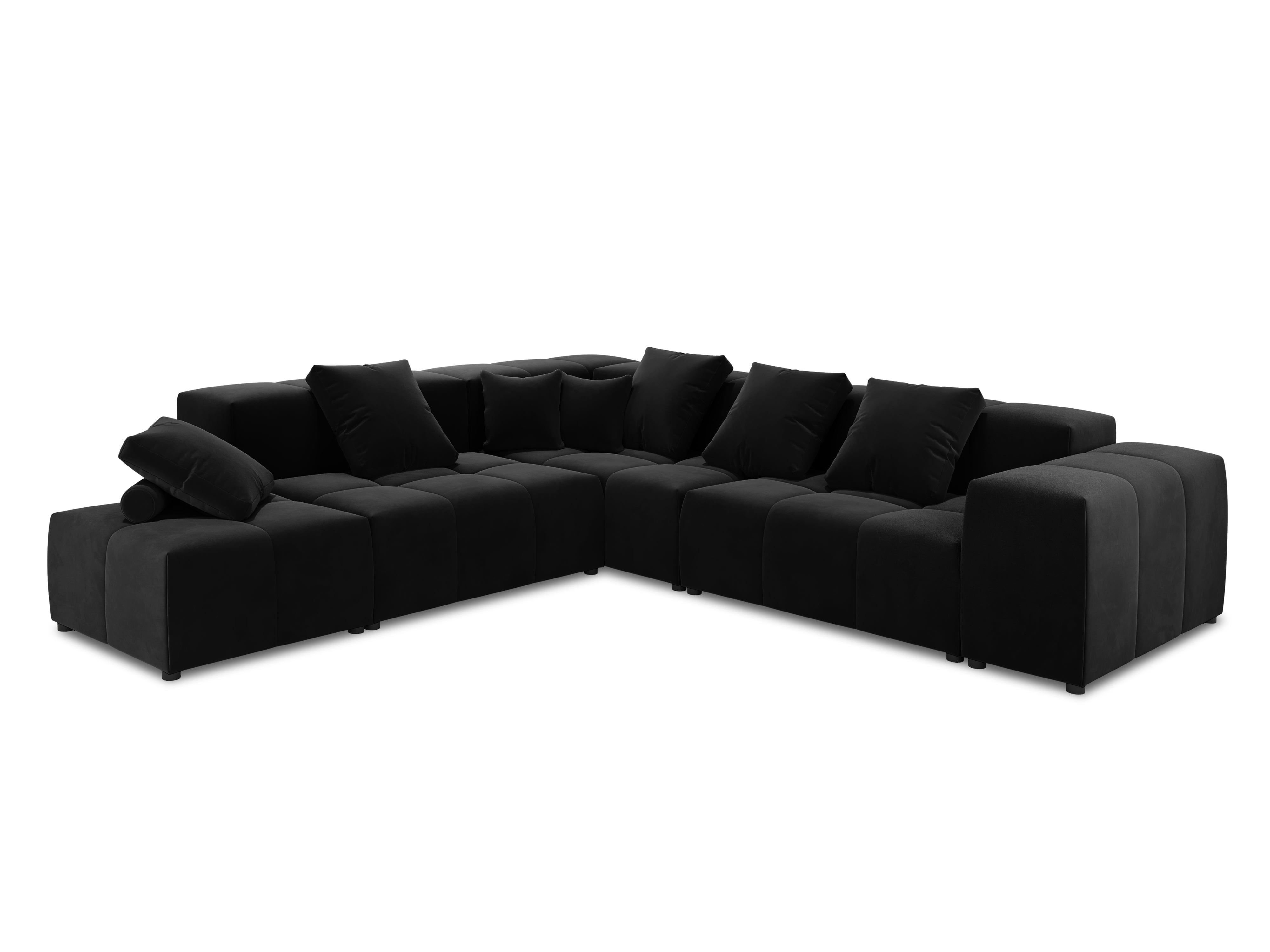 Narożnik modułowy aksamitny duży 5-osobowy ROME czarny Cosmopolitan Design Eye on Design