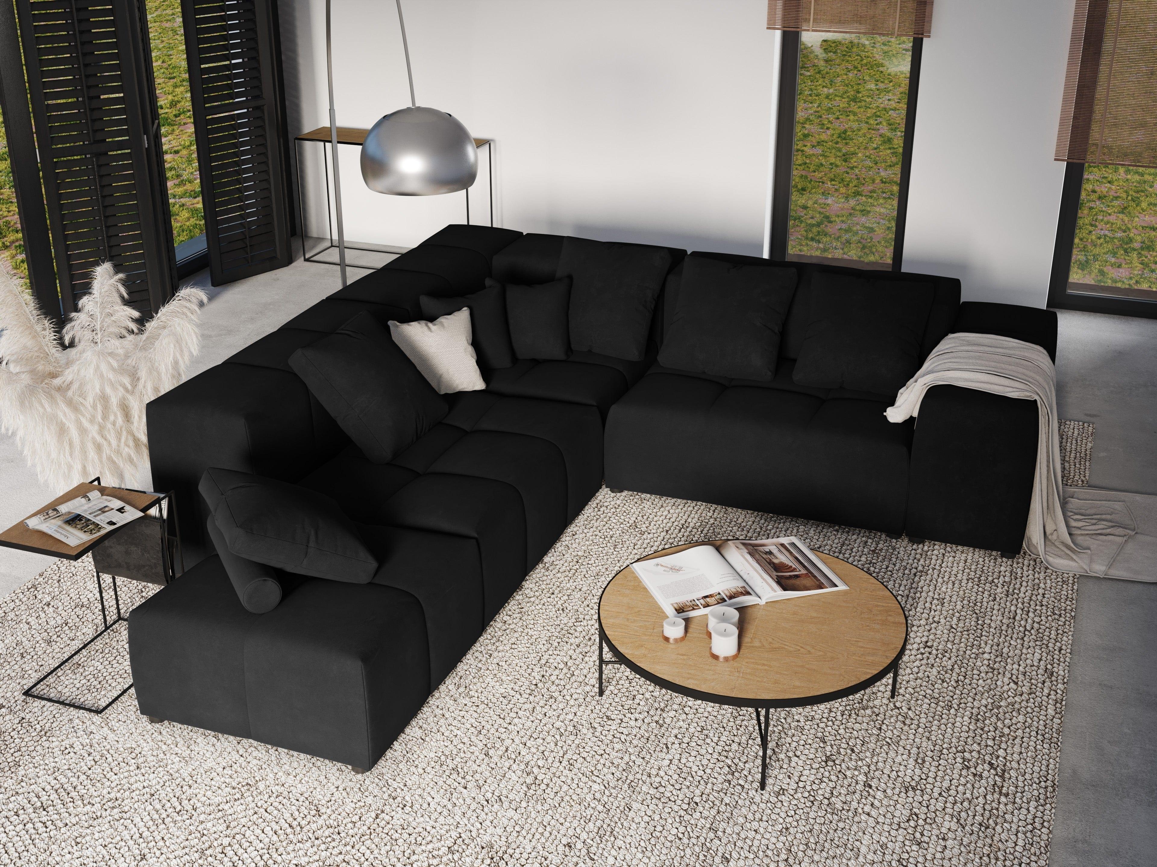 Narożnik modułowy aksamitny duży 5-osobowy ROME czarny Cosmopolitan Design Eye on Design
