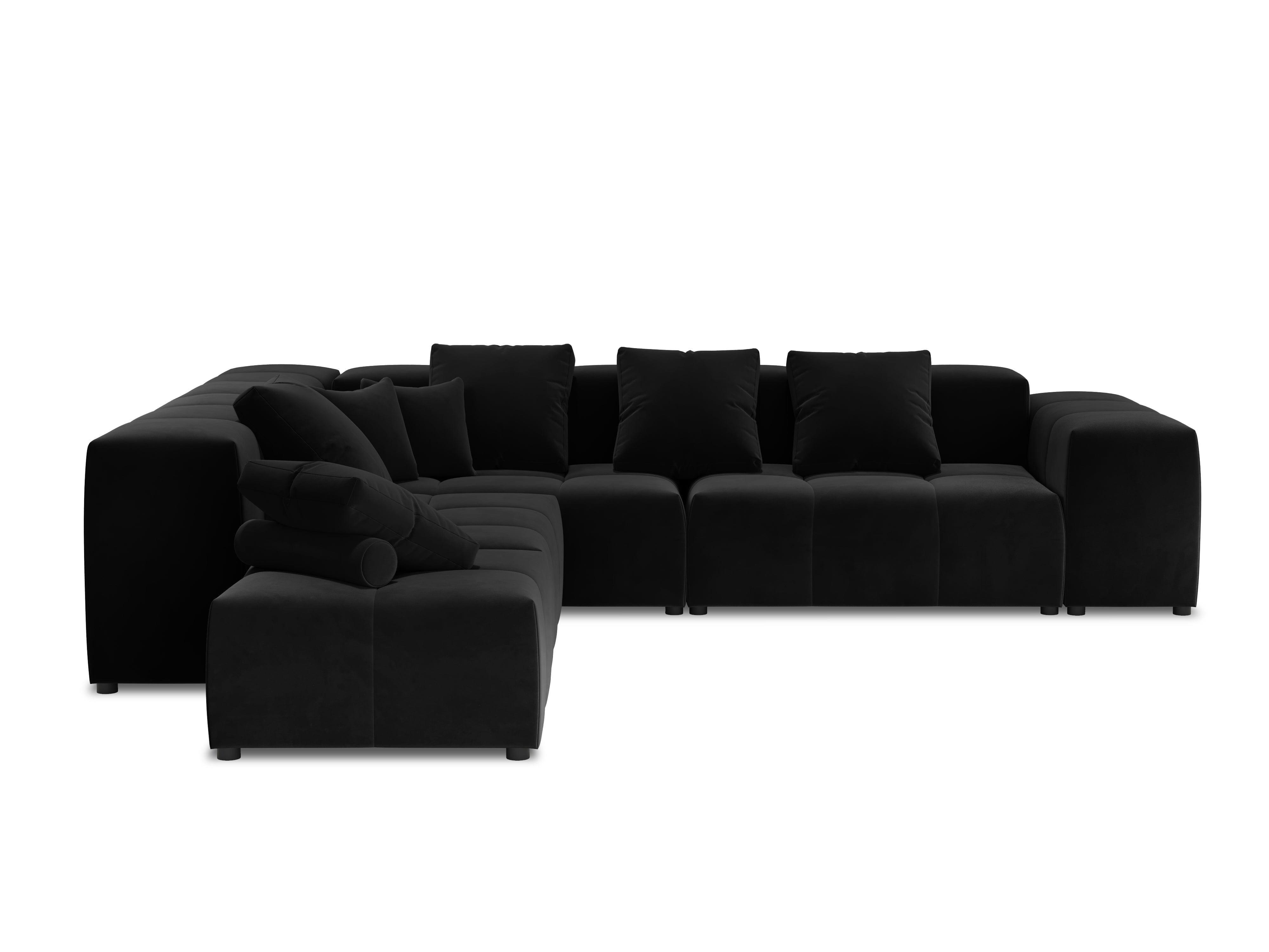Narożnik modułowy aksamitny duży 5-osobowy ROME czarny Cosmopolitan Design Eye on Design