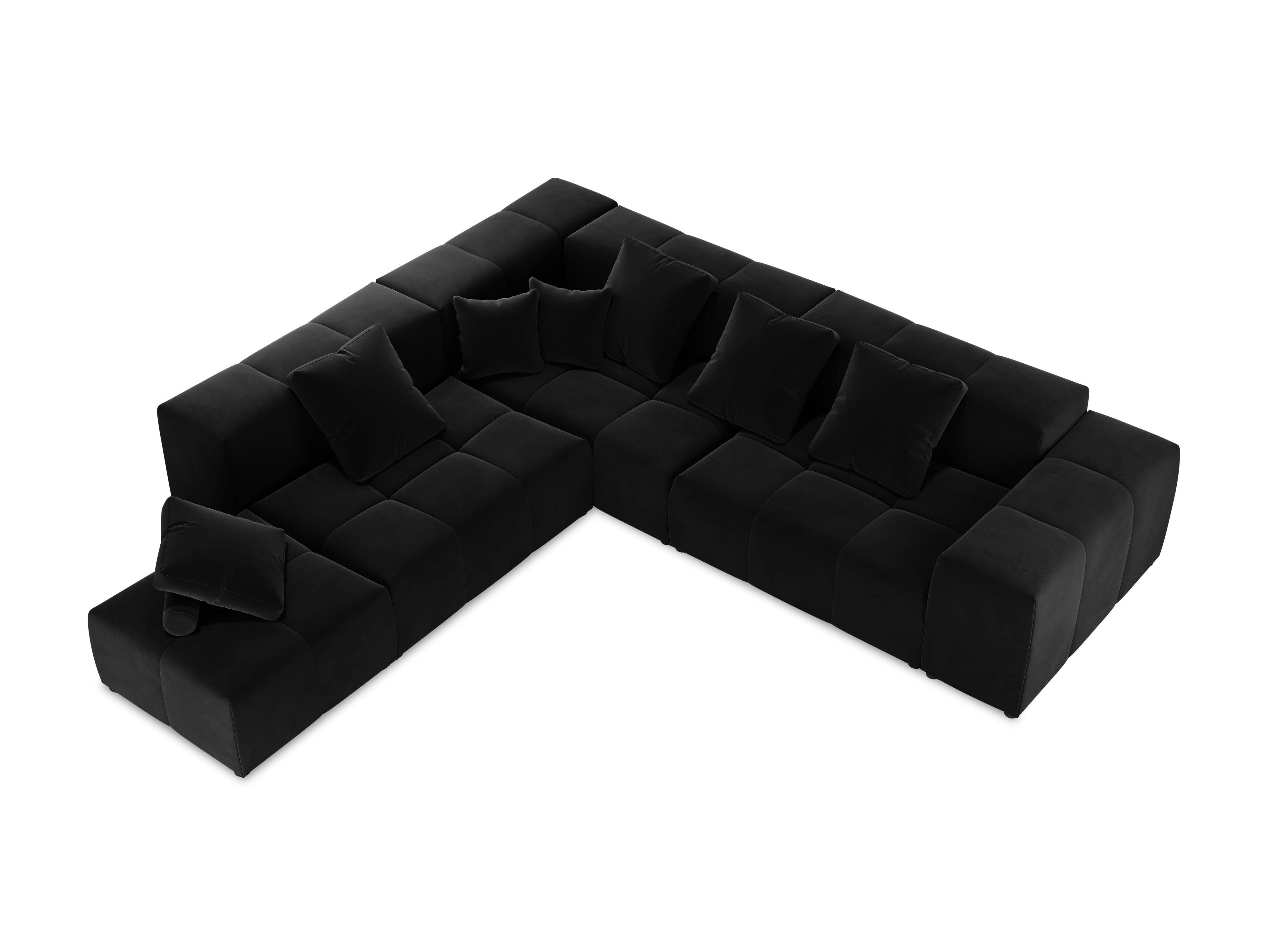Narożnik modułowy aksamitny duży 5-osobowy ROME czarny Cosmopolitan Design Eye on Design