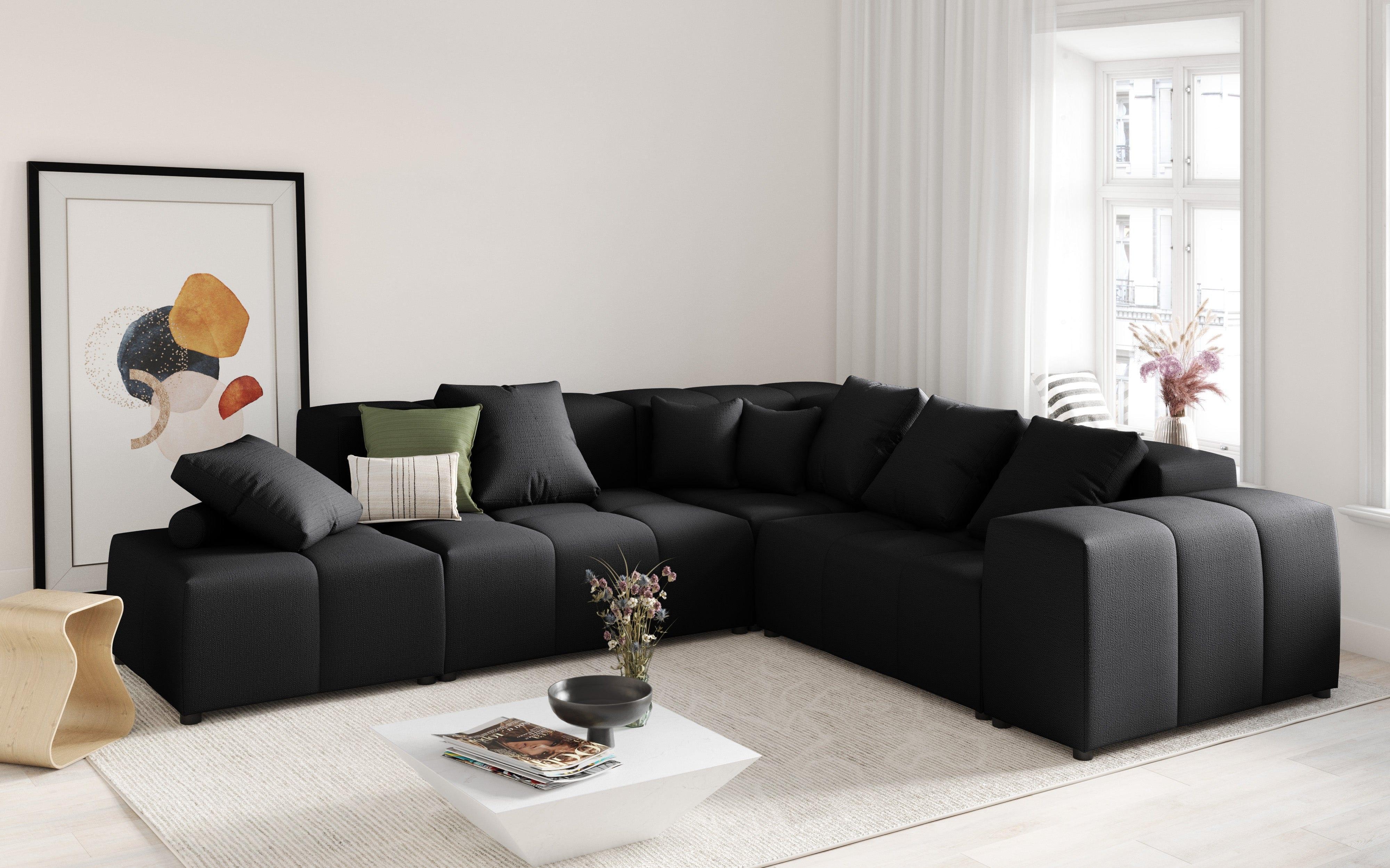 Narożnik modułowy duży 5-osobowy ROME czarny Cosmopolitan Design Eye on Design