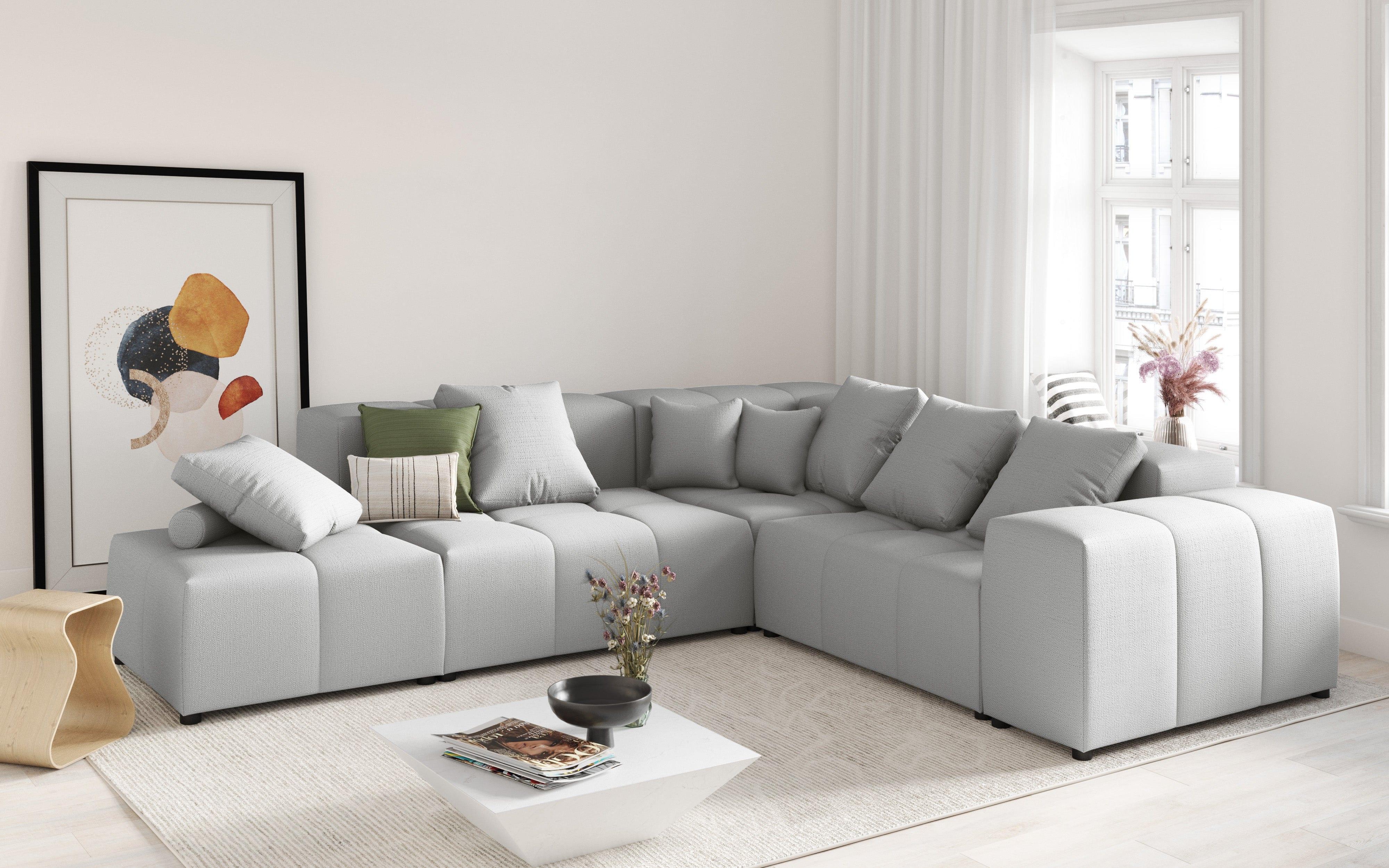 Narożnik modułowy duży 5-osobowy ROME jasnoszary Cosmopolitan Design Eye on Design
