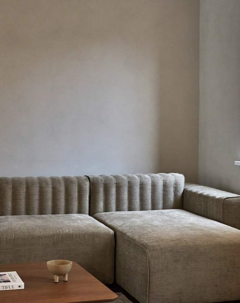 Narożnik modułowy lewostronny RIFF len beżowy NORR11 Eye on Design