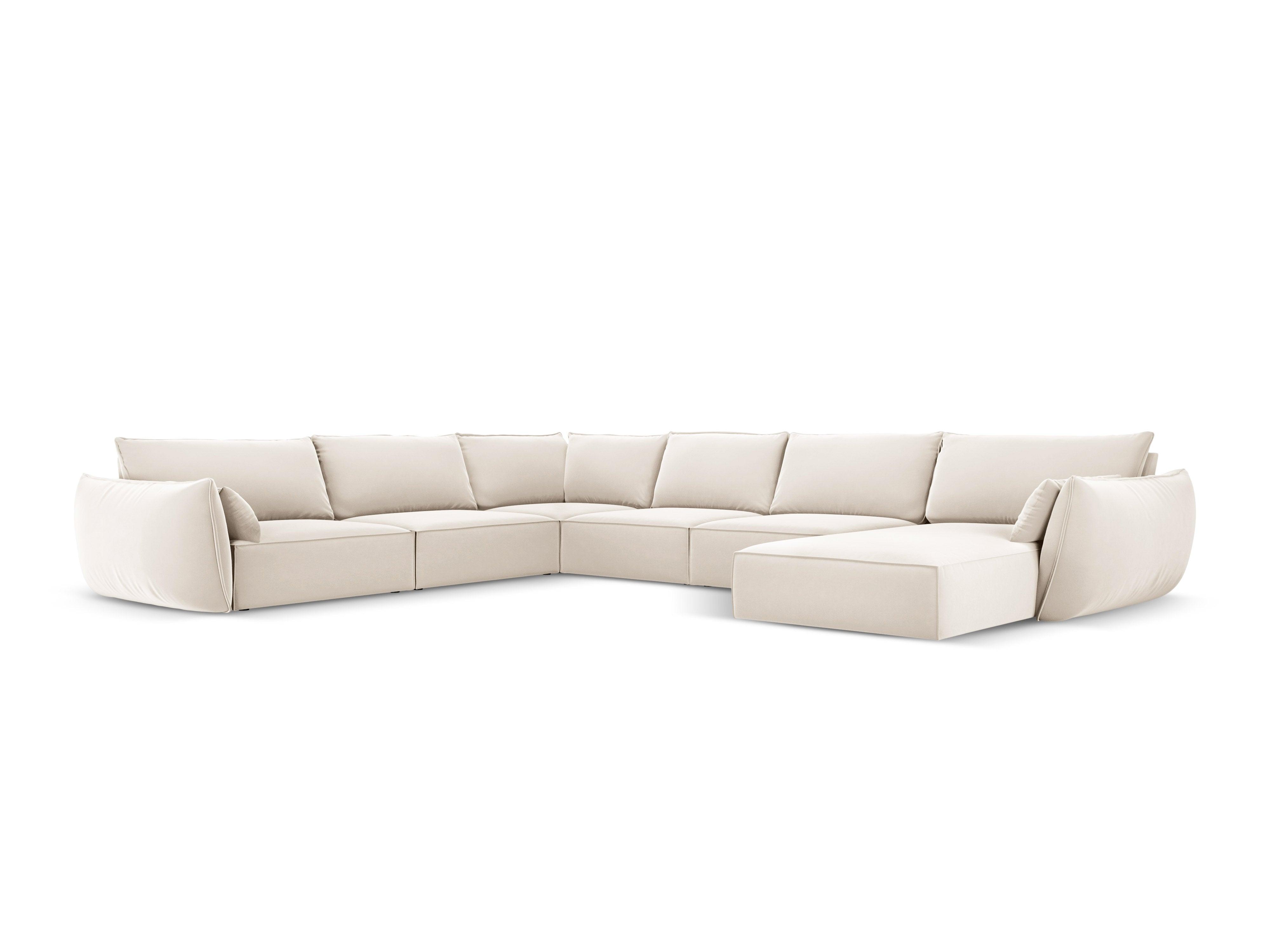 Narożnik panoramiczny aksamitny lewostronny VANDA beżowy Mazzini Sofas Eye on Design