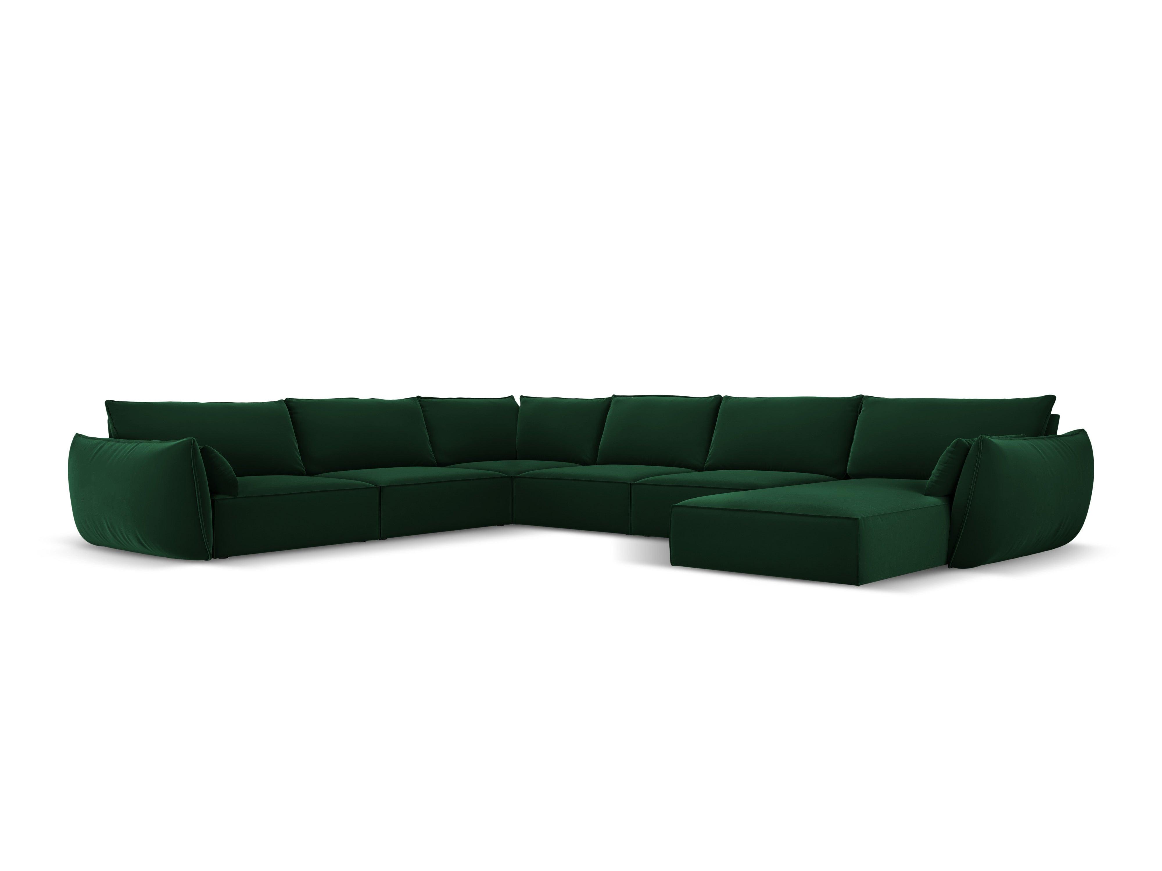 Narożnik panoramiczny aksamitny lewostronny VANDA butelkowa zieleń Mazzini Sofas Eye on Design