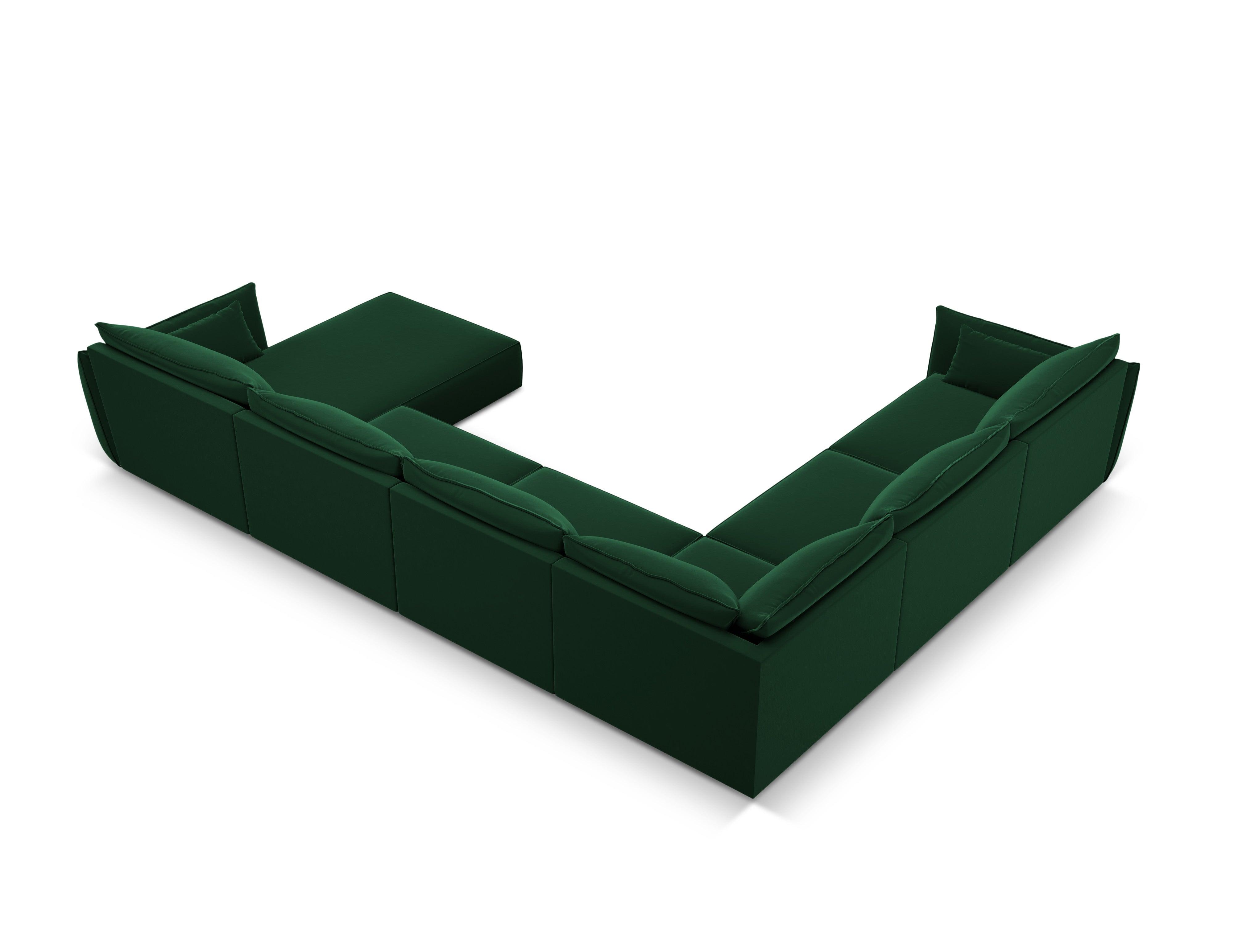 Narożnik panoramiczny aksamitny lewostronny VANDA butelkowa zieleń Mazzini Sofas Eye on Design