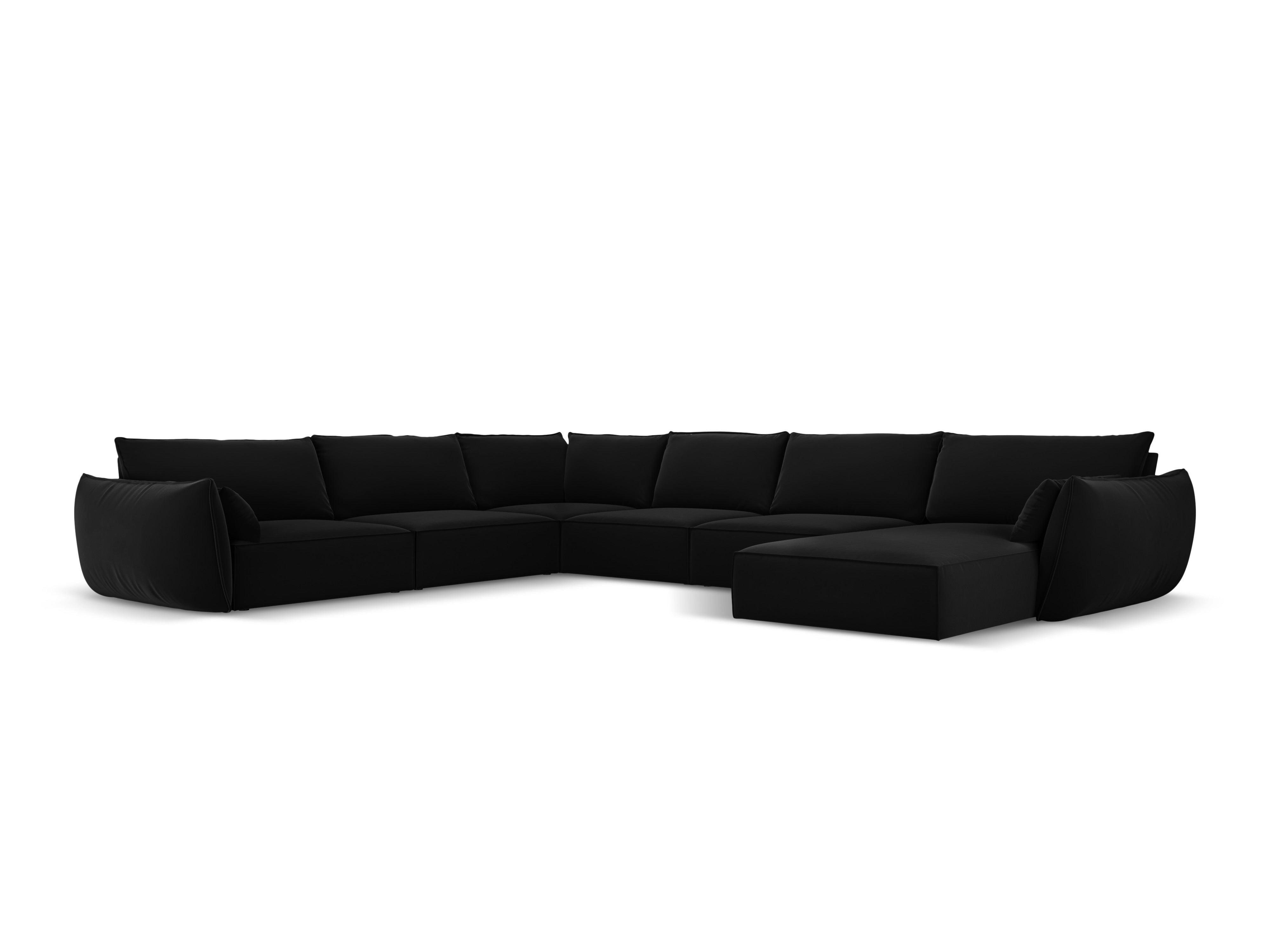 Narożnik panoramiczny aksamitny lewostronny VANDA czarny Mazzini Sofas Eye on Design