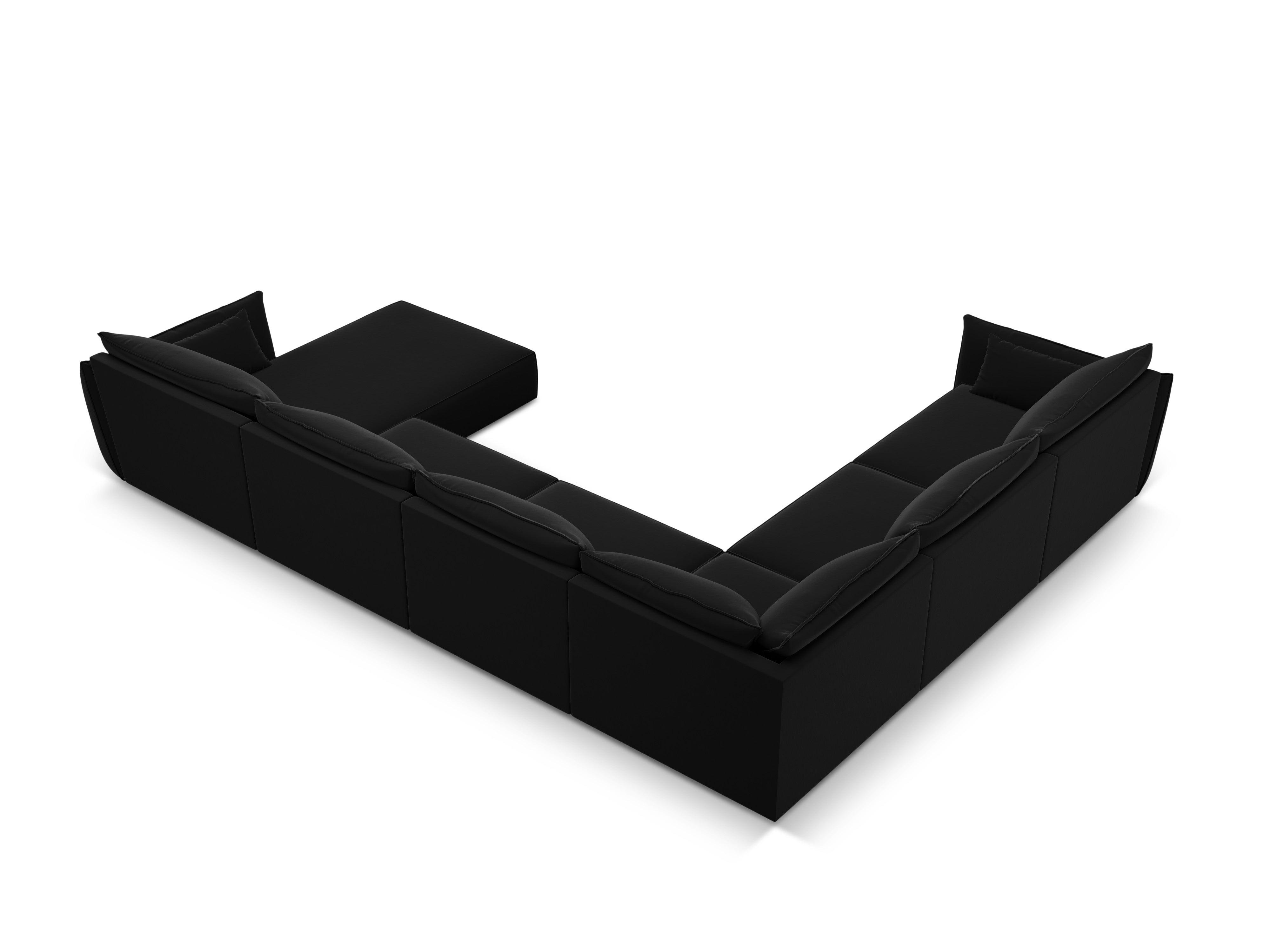 Narożnik panoramiczny aksamitny lewostronny VANDA czarny Mazzini Sofas Eye on Design