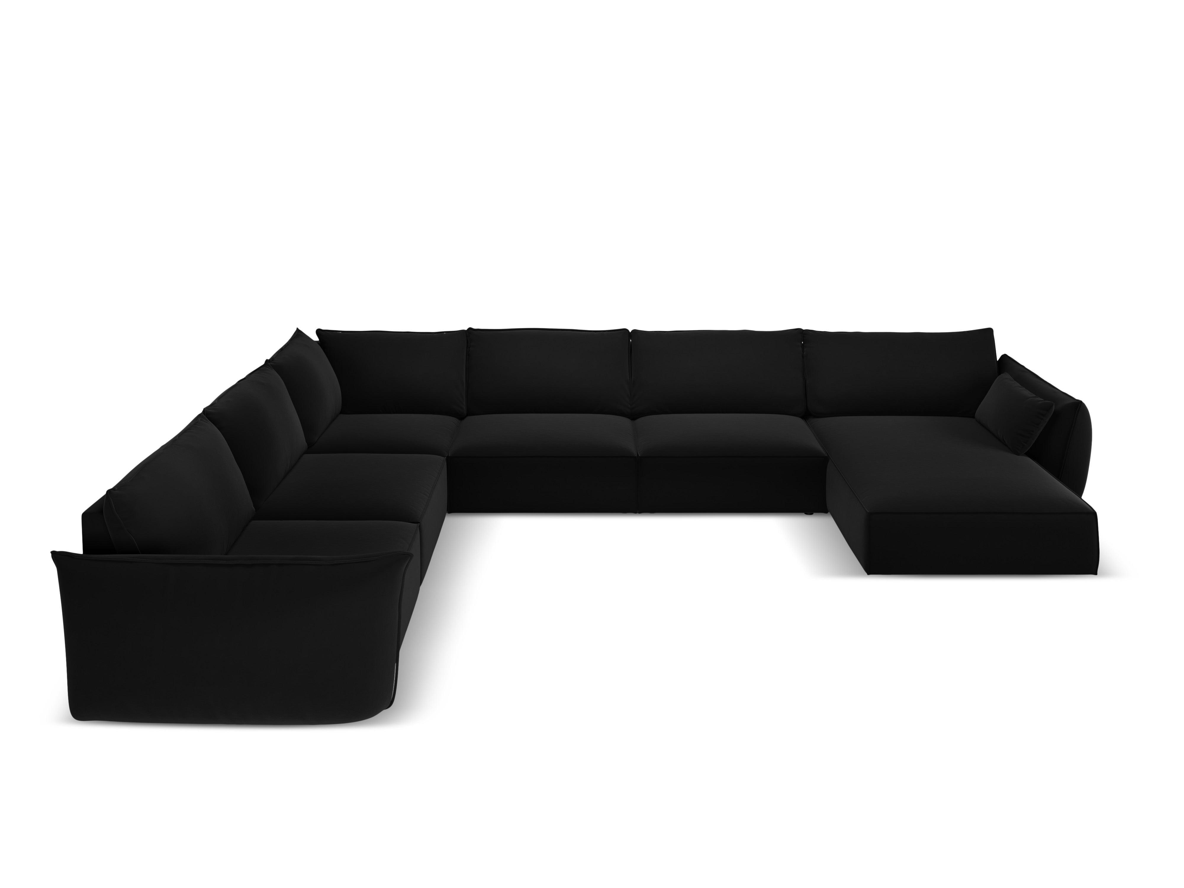 Narożnik panoramiczny aksamitny lewostronny VANDA czarny Mazzini Sofas Eye on Design