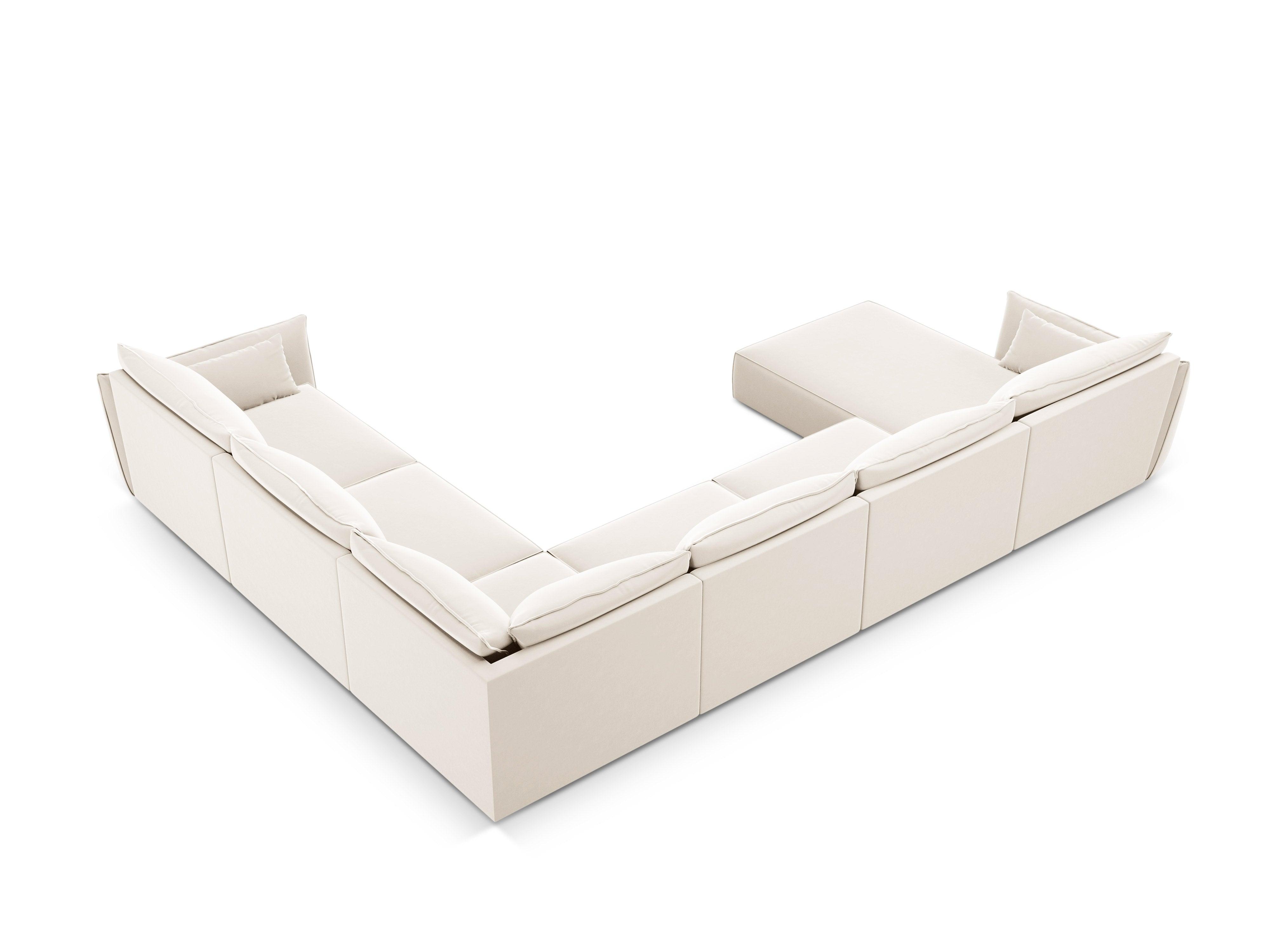 Narożnik panoramiczny aksamitny prawostronny VANDA beżowy Mazzini Sofas Eye on Design