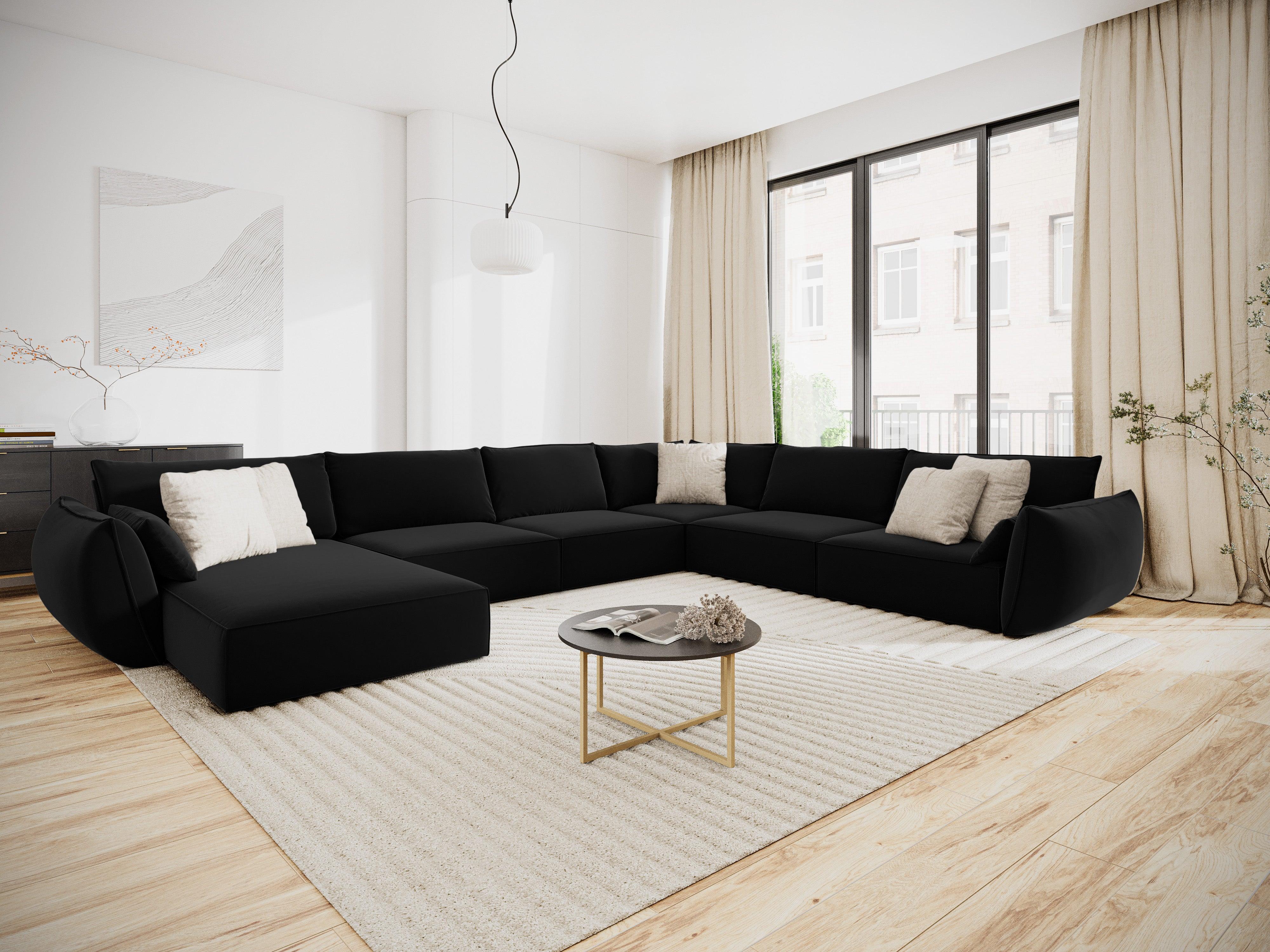 Narożnik panoramiczny aksamitny prawostronny VANDA czarny Mazzini Sofas Eye on Design