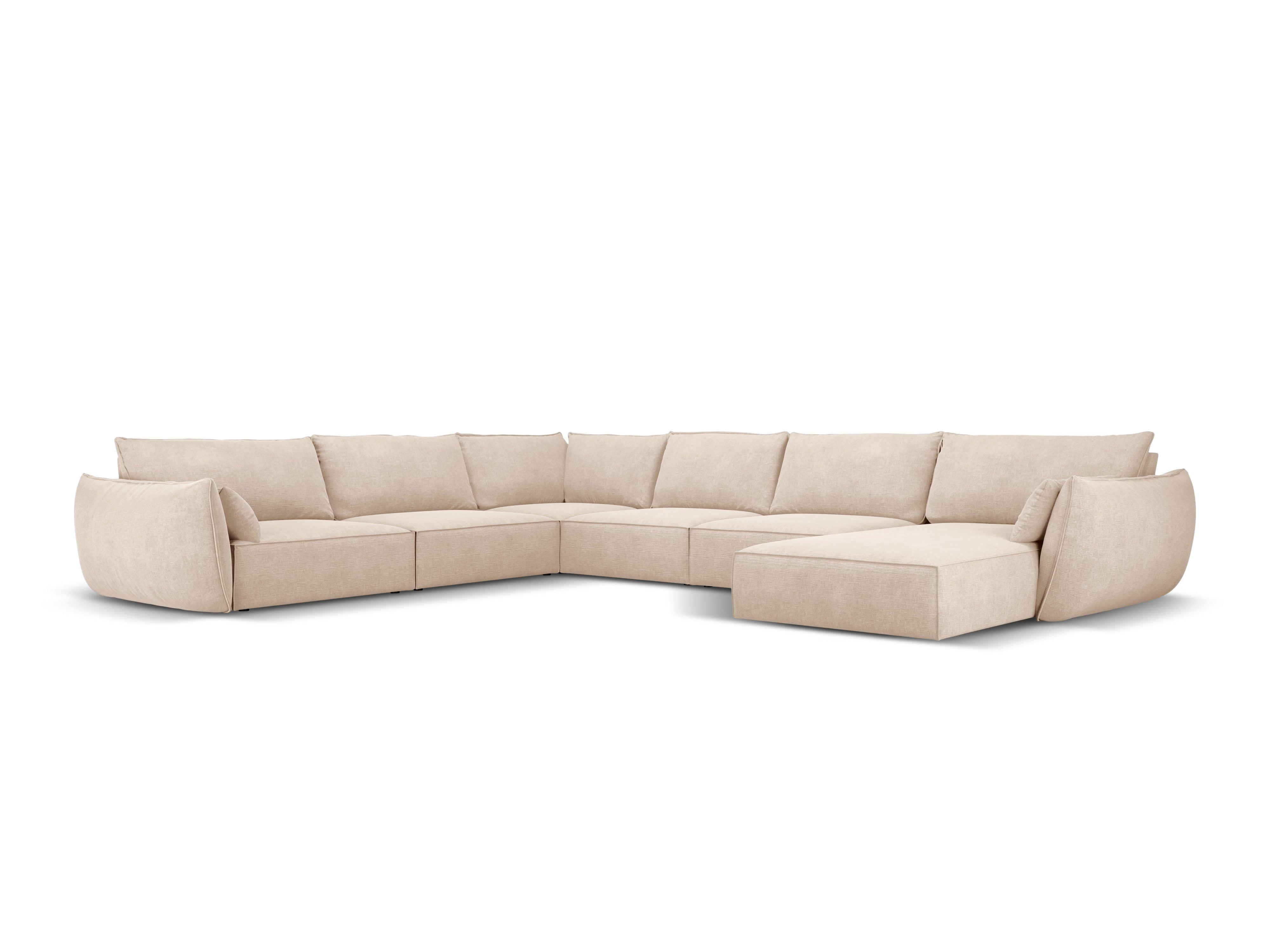 Narożnik panoramiczny w tkaninie szenilowej lewostronny VANDA beżowy Mazzini Sofas Eye on Design