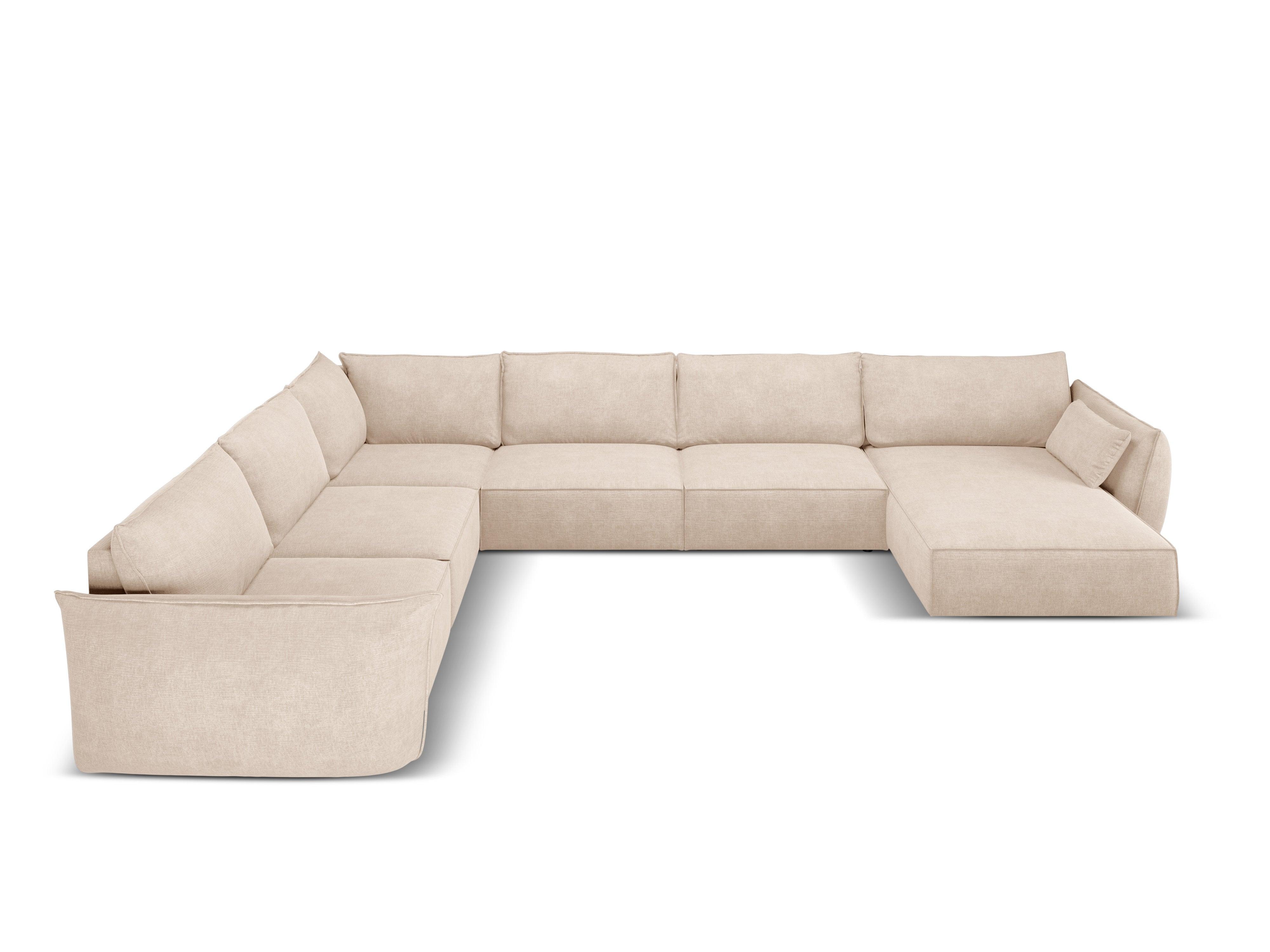 Narożnik panoramiczny w tkaninie szenilowej lewostronny VANDA beżowy Mazzini Sofas Eye on Design