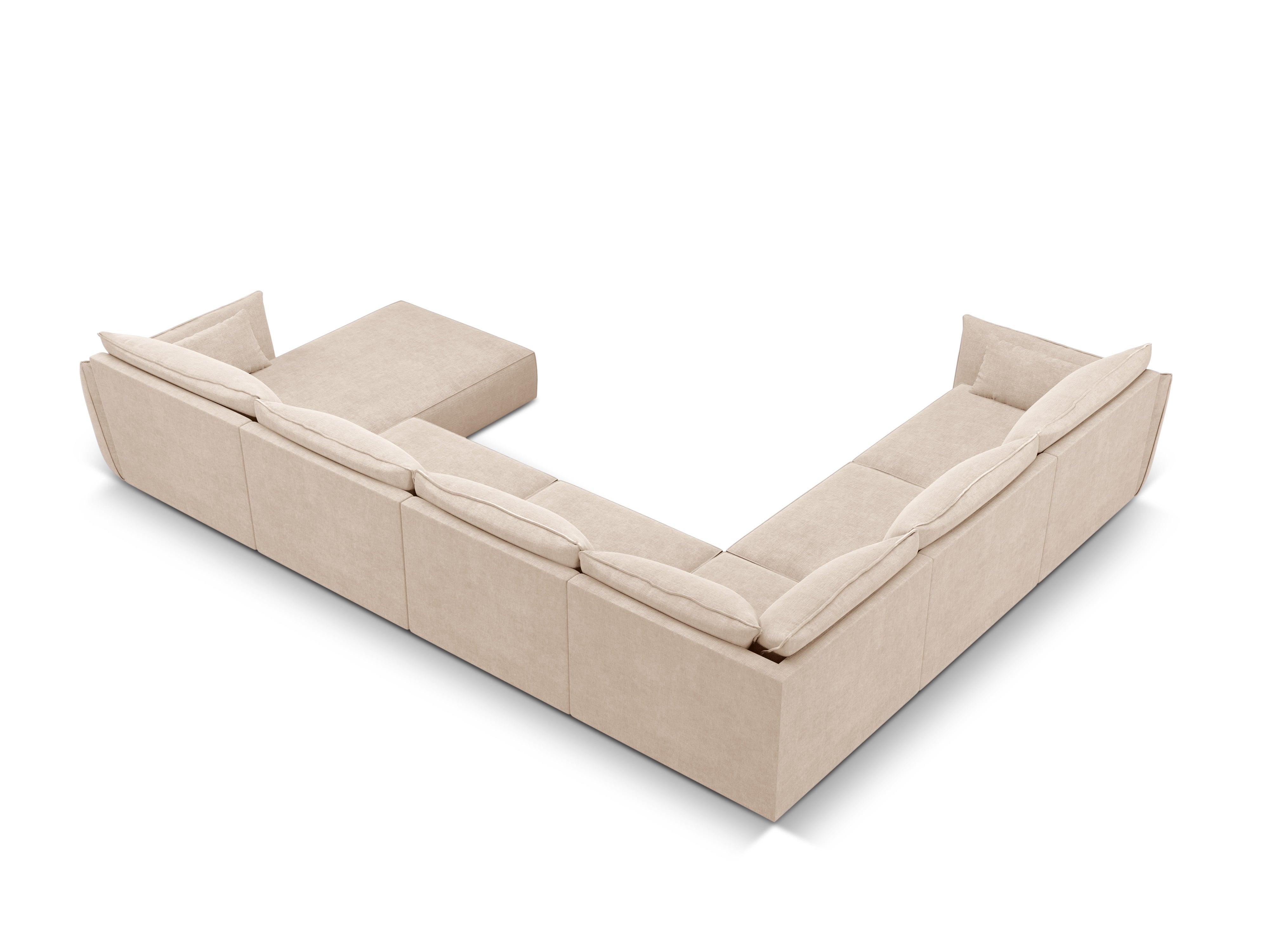 Narożnik panoramiczny w tkaninie szenilowej lewostronny VANDA beżowy Mazzini Sofas Eye on Design